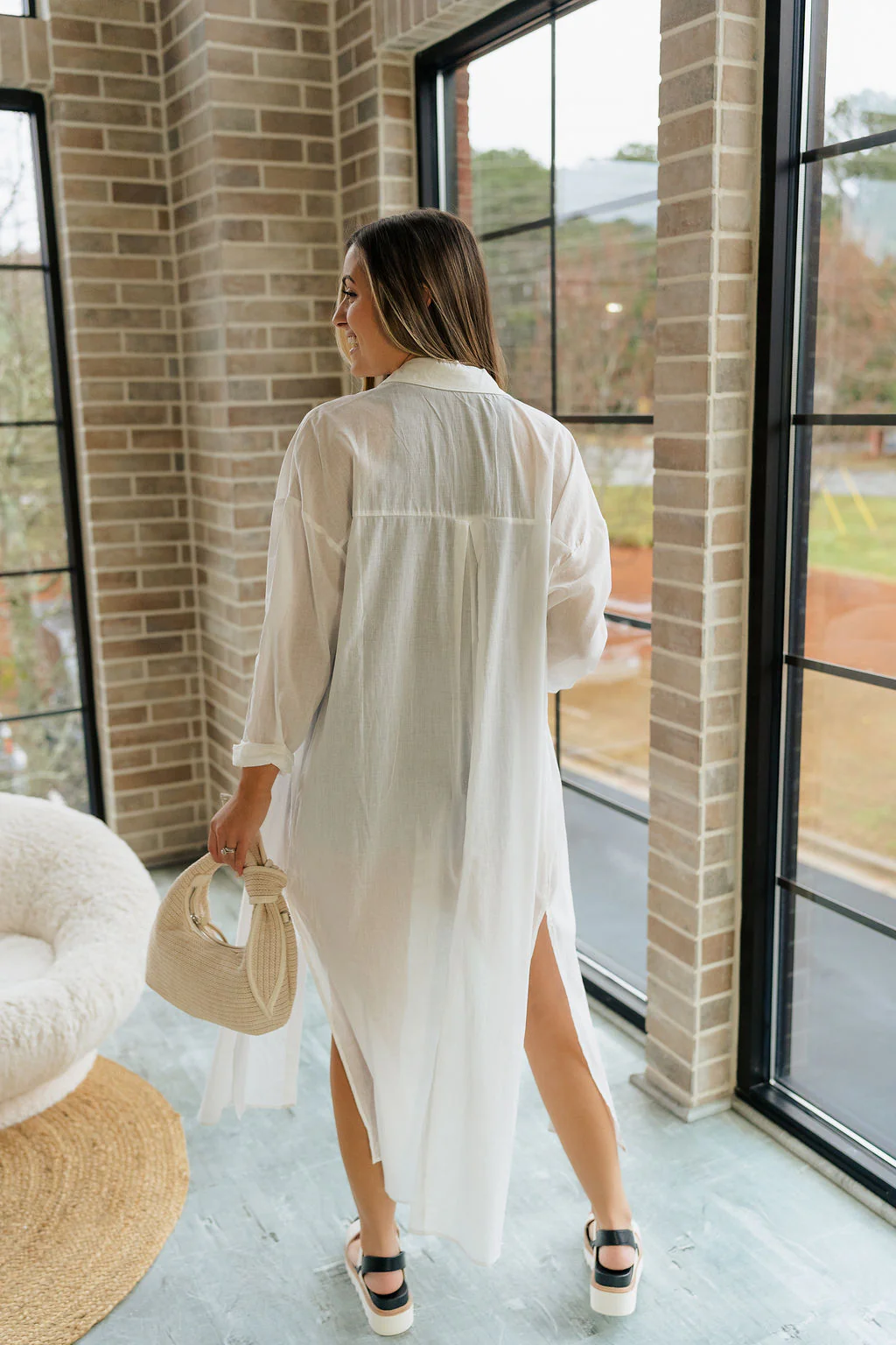 Luna Off White Button-Up Cover Up Dress - Image 5