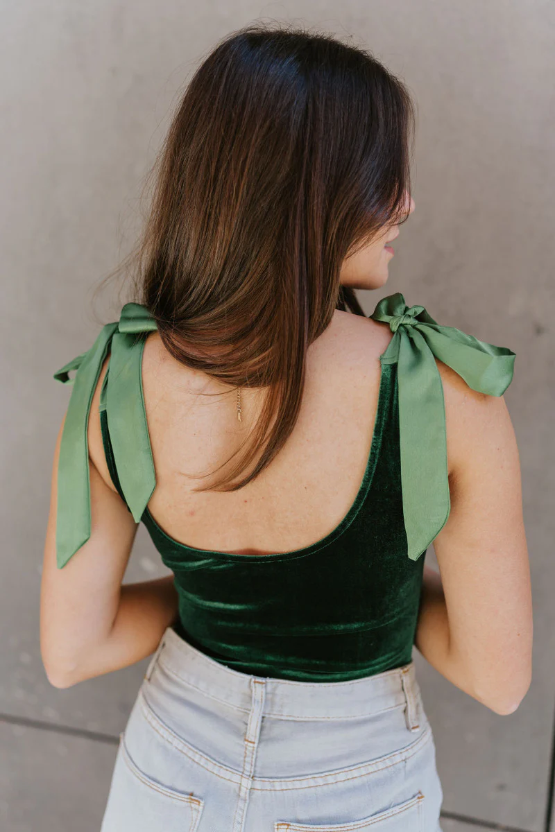 Luna Velvet Bodysuit in Green - Image 6