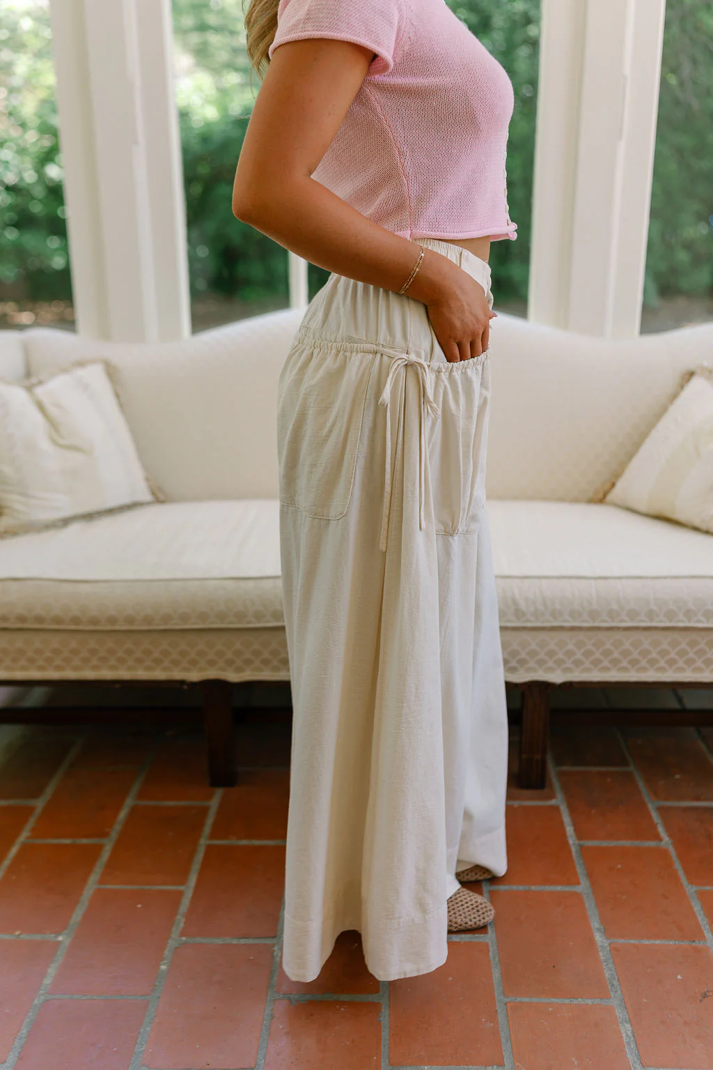 Lydia Beige Wide Leg Pants - Image 6