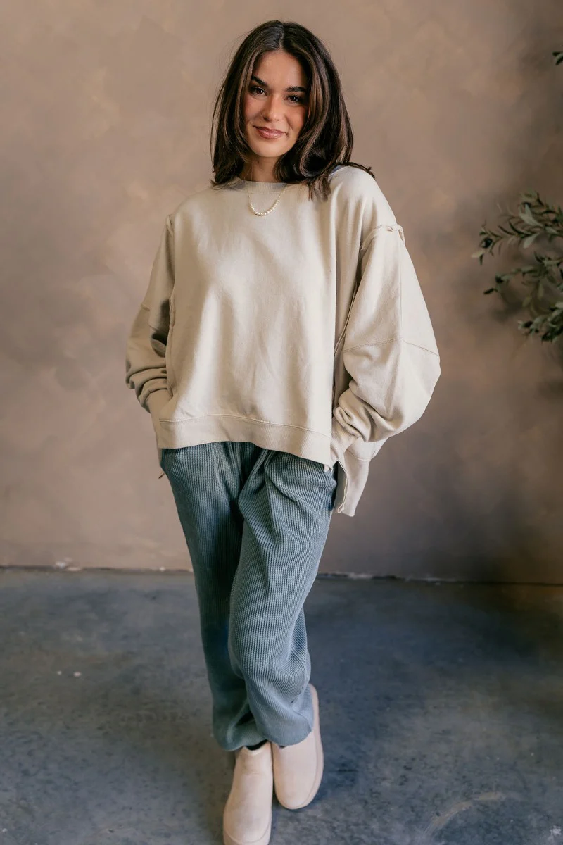 Lyla Cream Long Sleeve Sweatshirt - Image 2