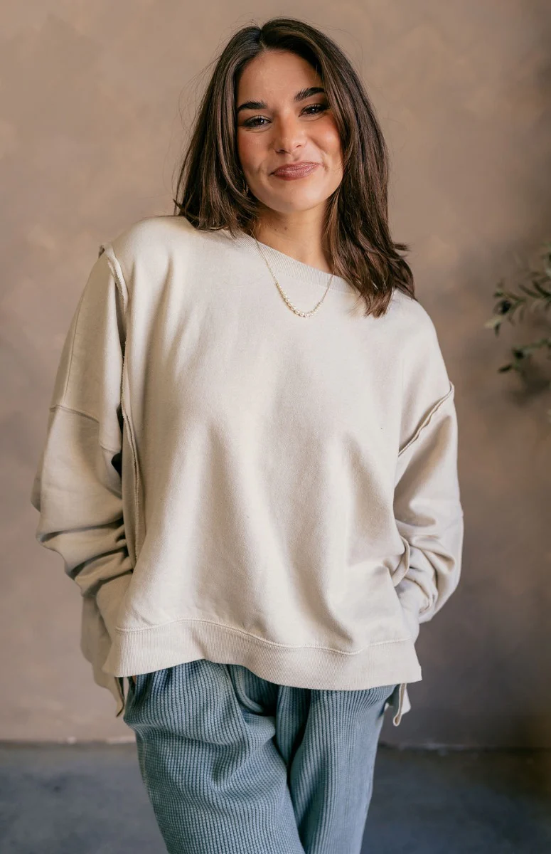 Lyla Cream Long Sleeve Sweatshirt - Image 3