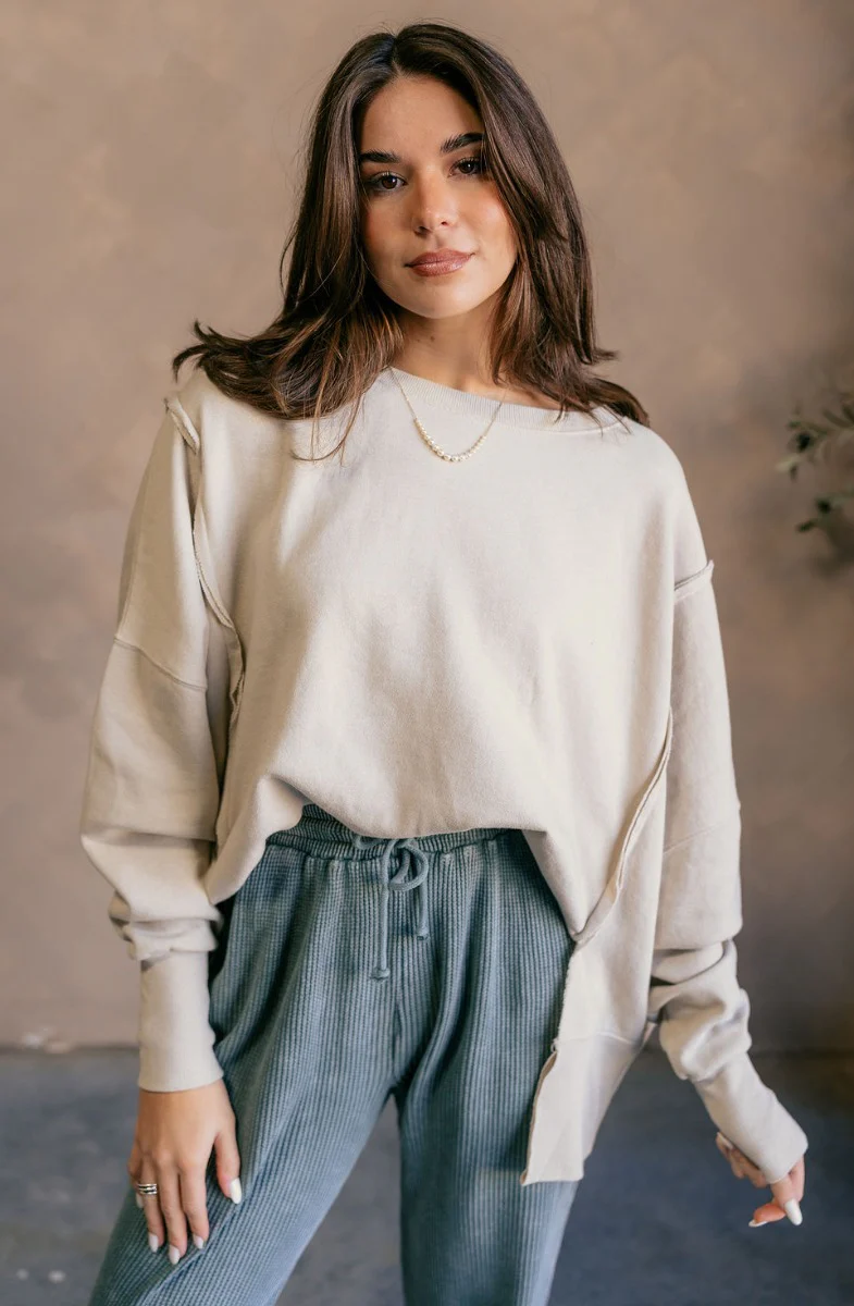 Lyla Cream Long Sleeve Sweatshirt - Image 4