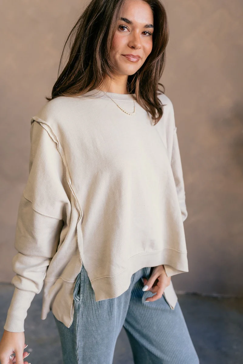 Lyla Cream Long Sleeve Sweatshirt - Image 6