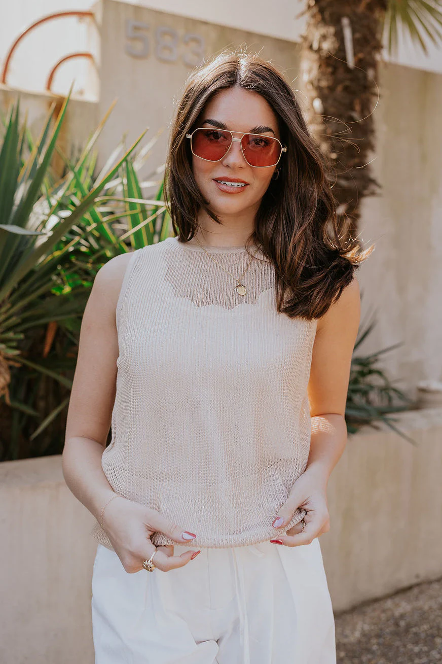 Lyla Light Taupe Knit Tank - Image 3