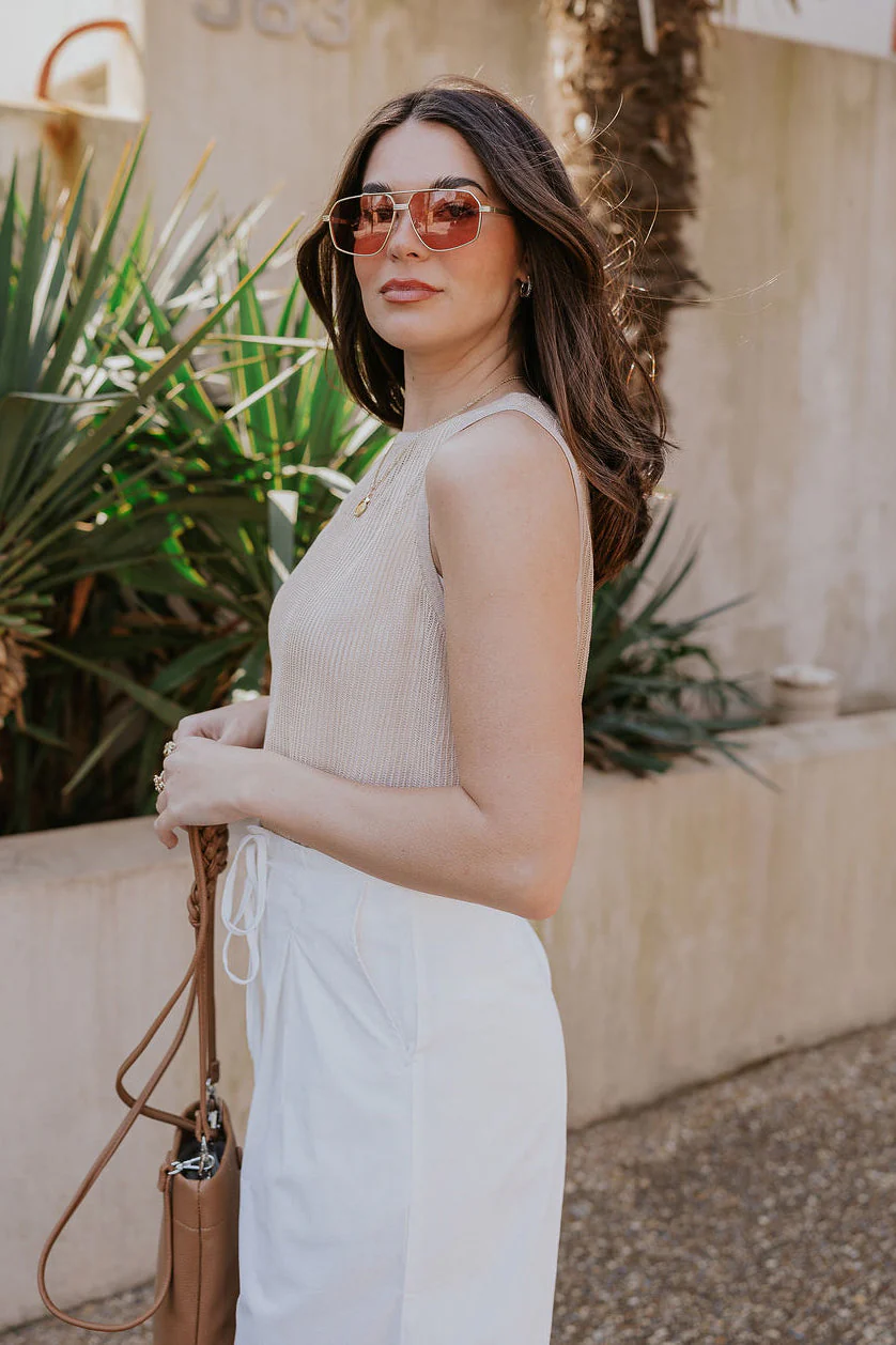 Lyla Light Taupe Knit Tank - Image 4