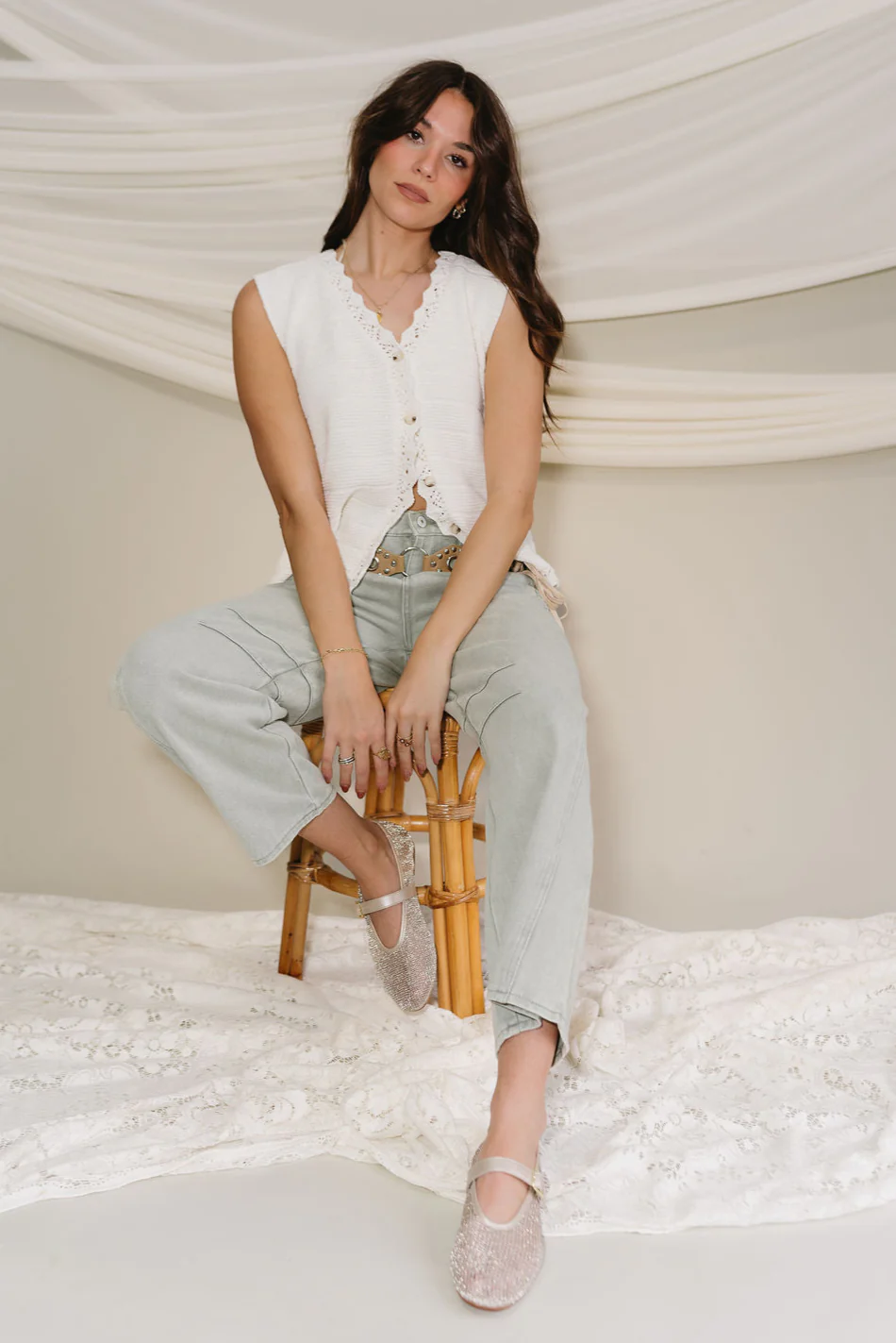 Lyla Seafoam Green Barrel Leg Jeans - Image 5