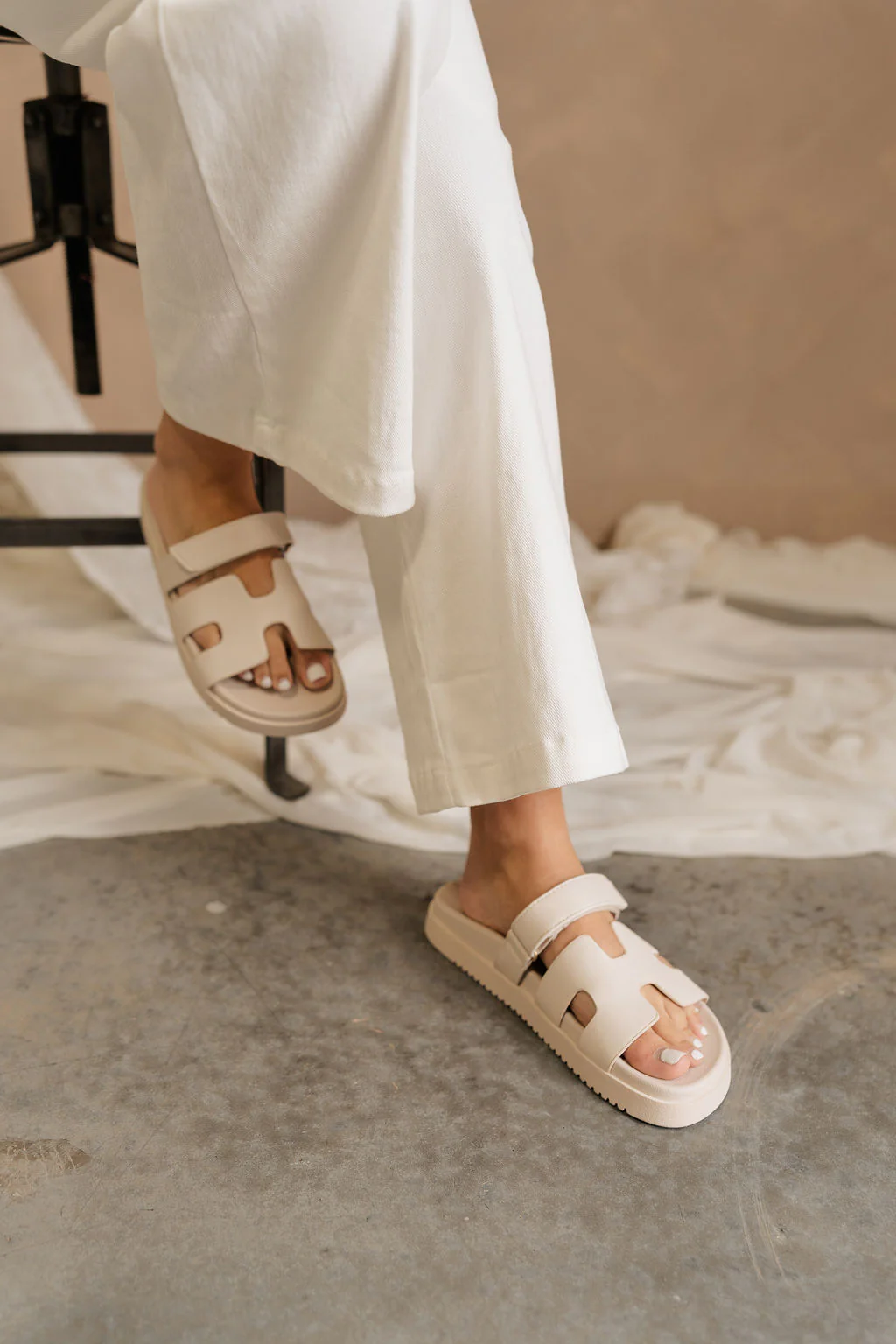Jade Strap Sandal in Ivory - Image 8
