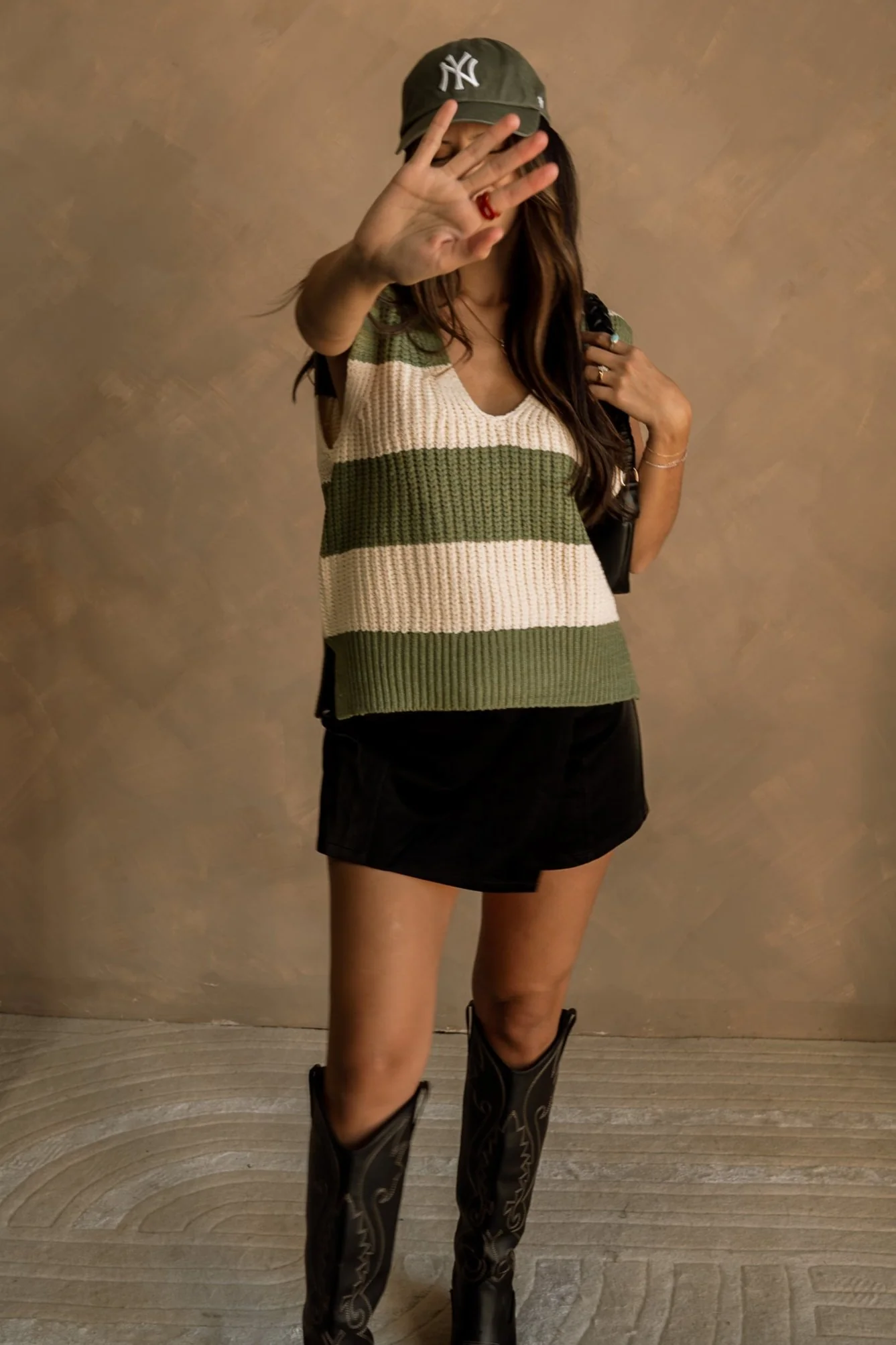 Macie Green & White Striped Sweater Vest - Image 8