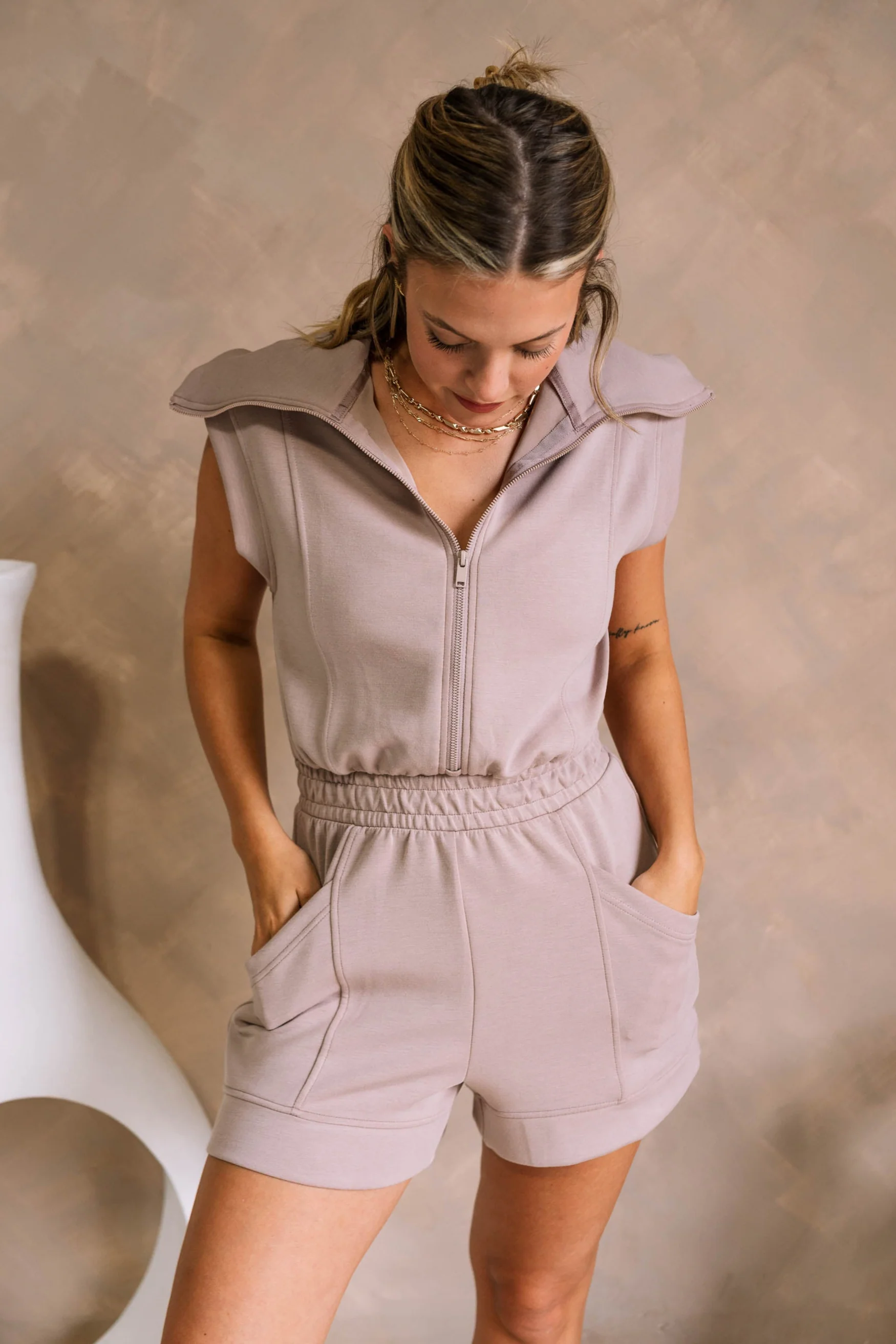 Macie Soft Mocha Romper - Image 9