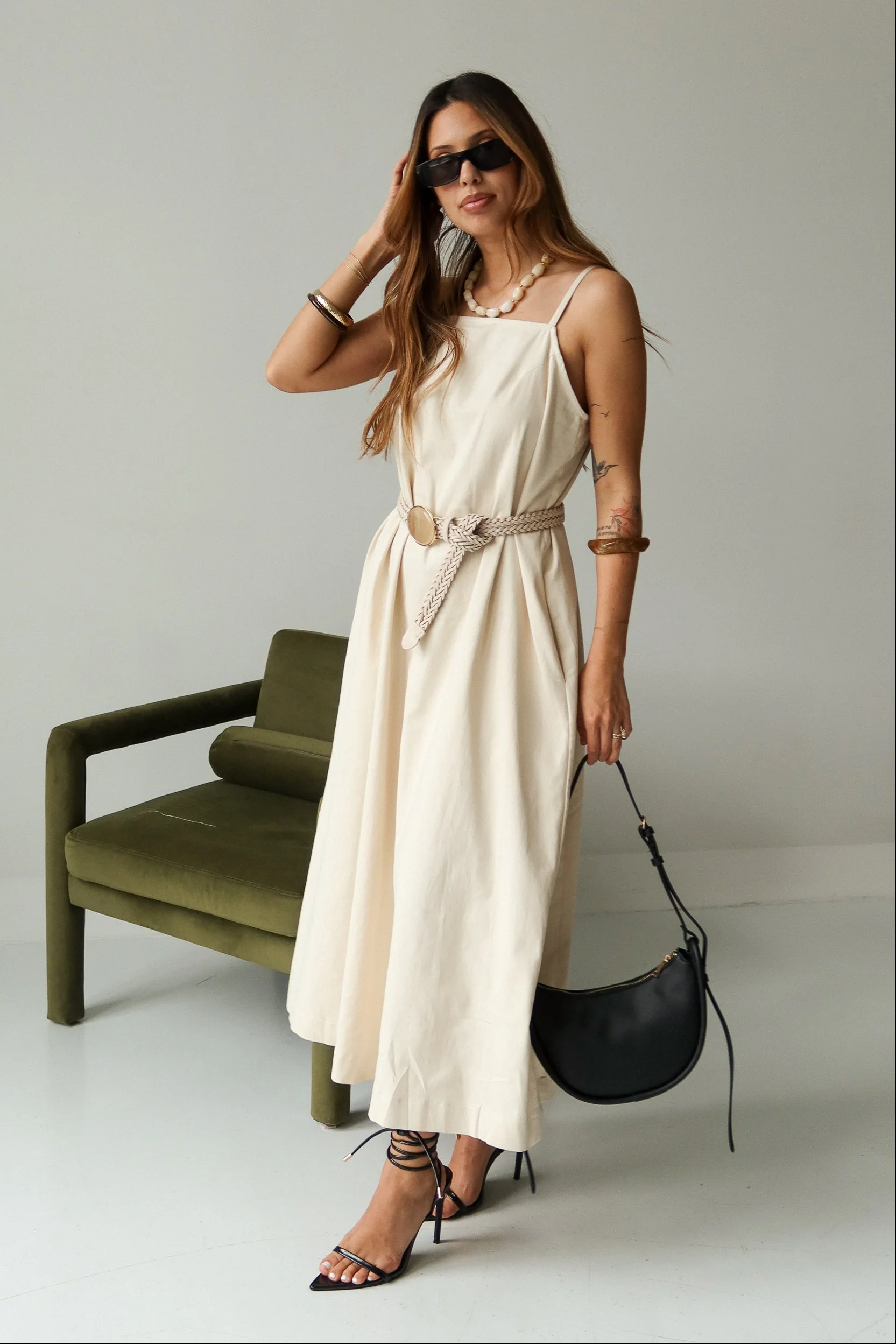 Madden Ivory Woven Stone Buckle Belt - Image 3