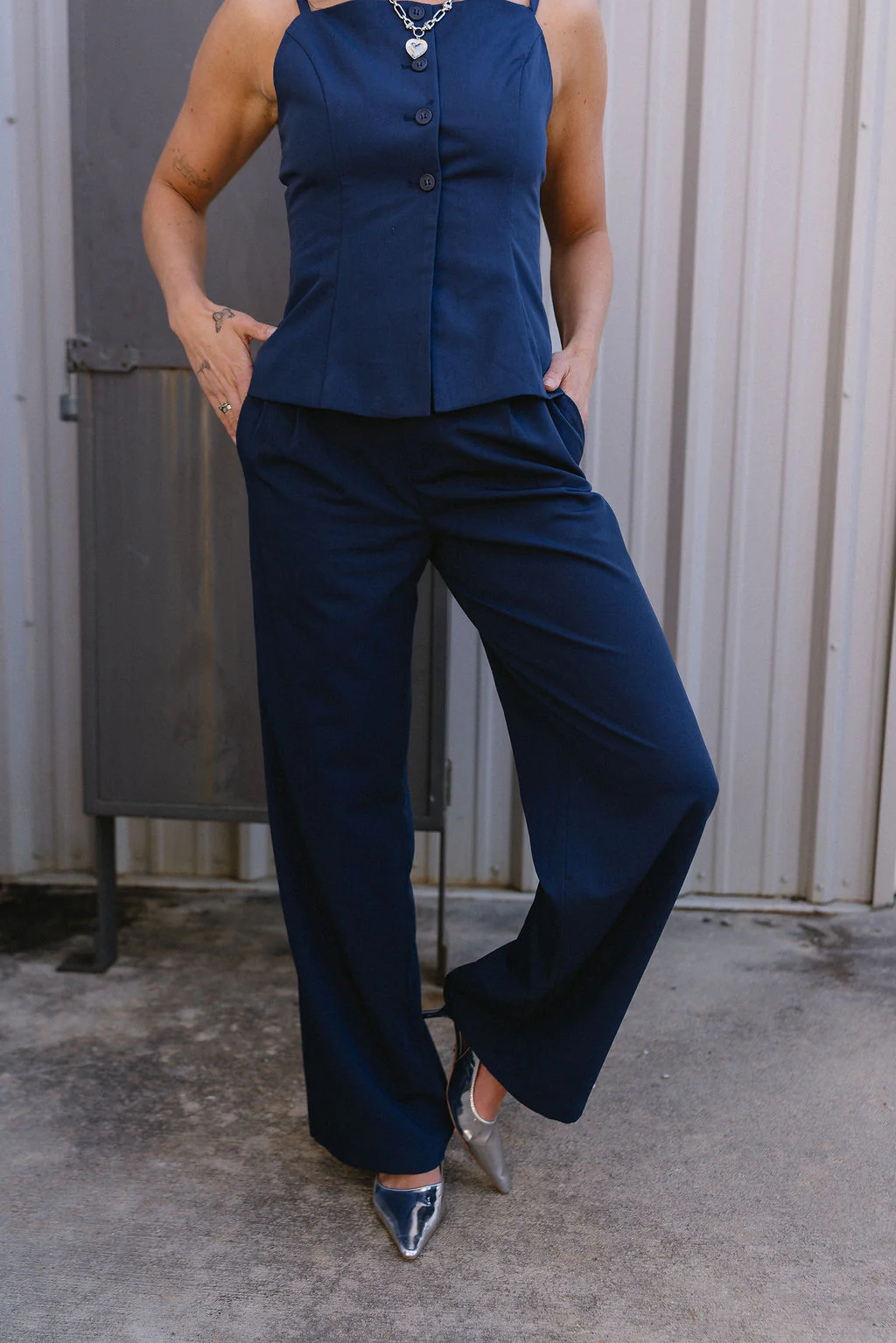 Madden Navy Wide Leg Pants - Image 5