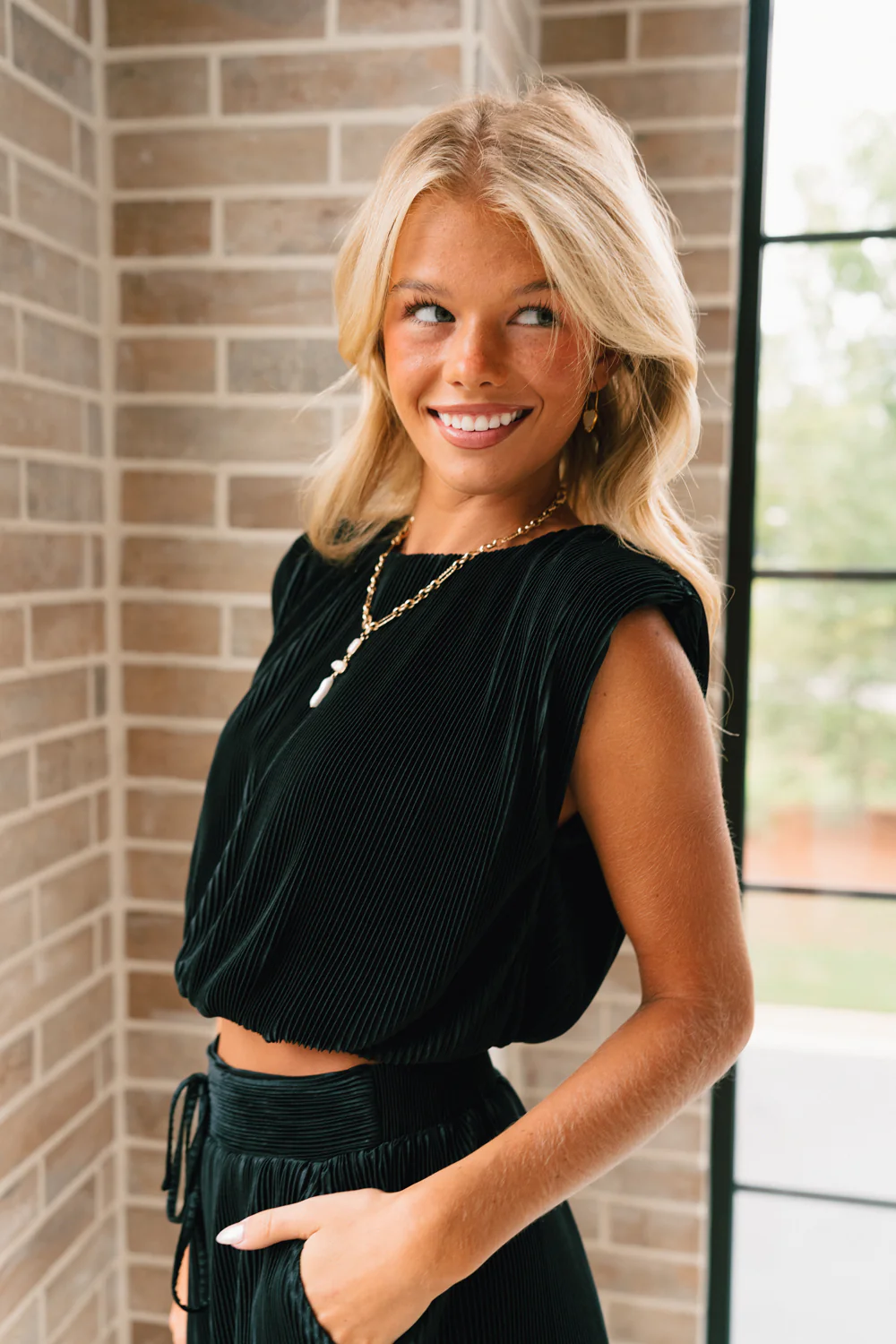 Madeline Black Plisse Top - Image 5