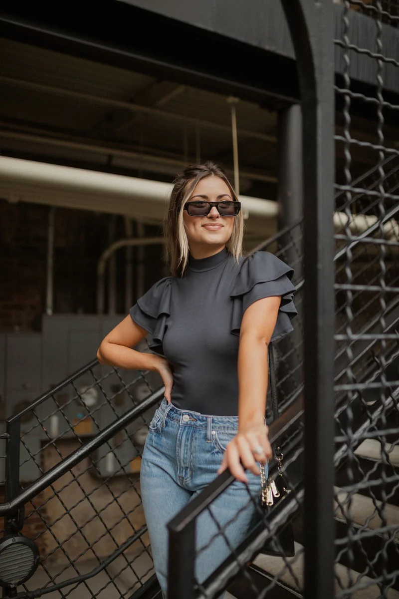 Make A Statement Bodysuit in Washed Black - Image 3