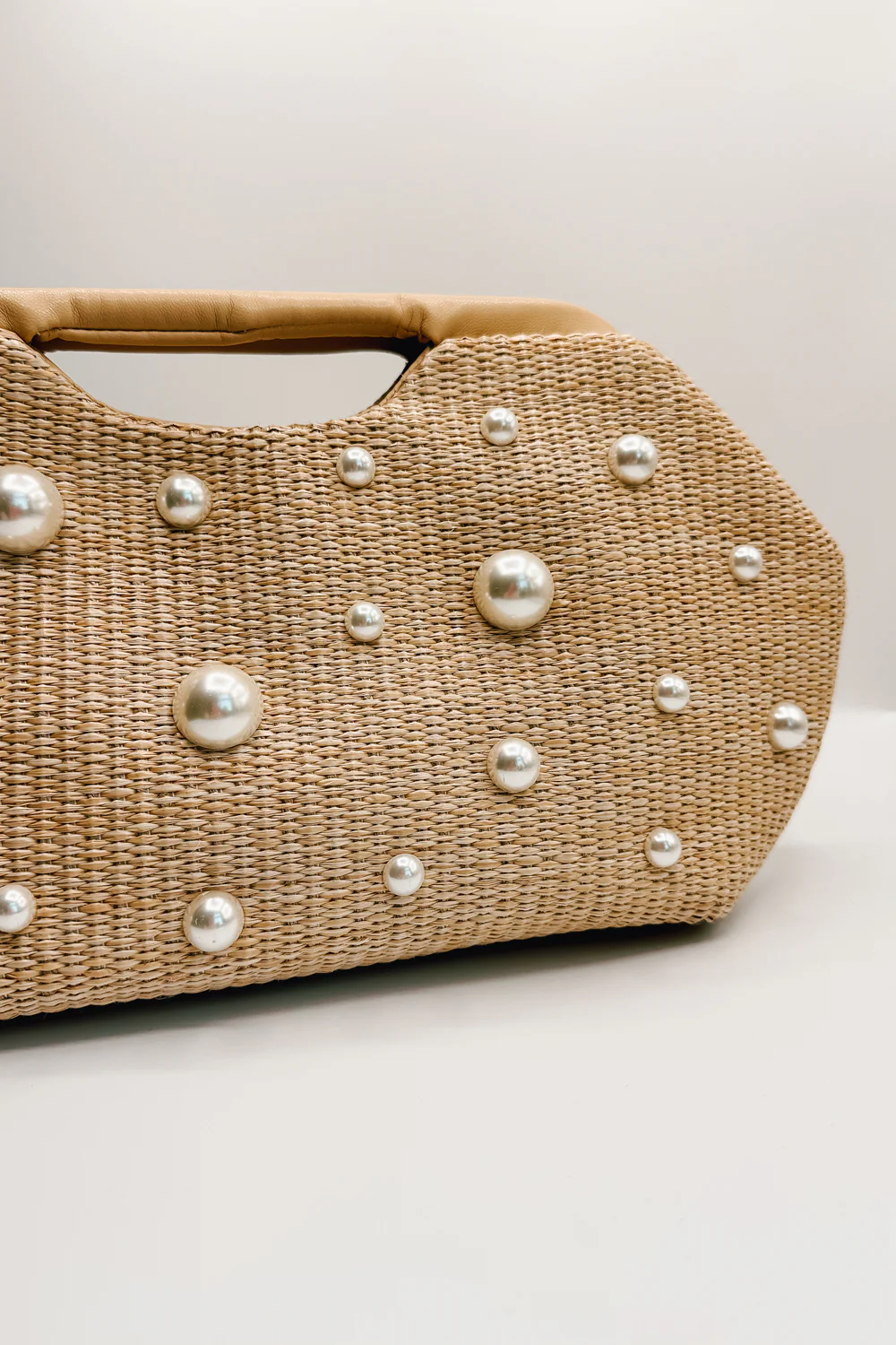 Mallory Pearl & Natural Rattan Clutch