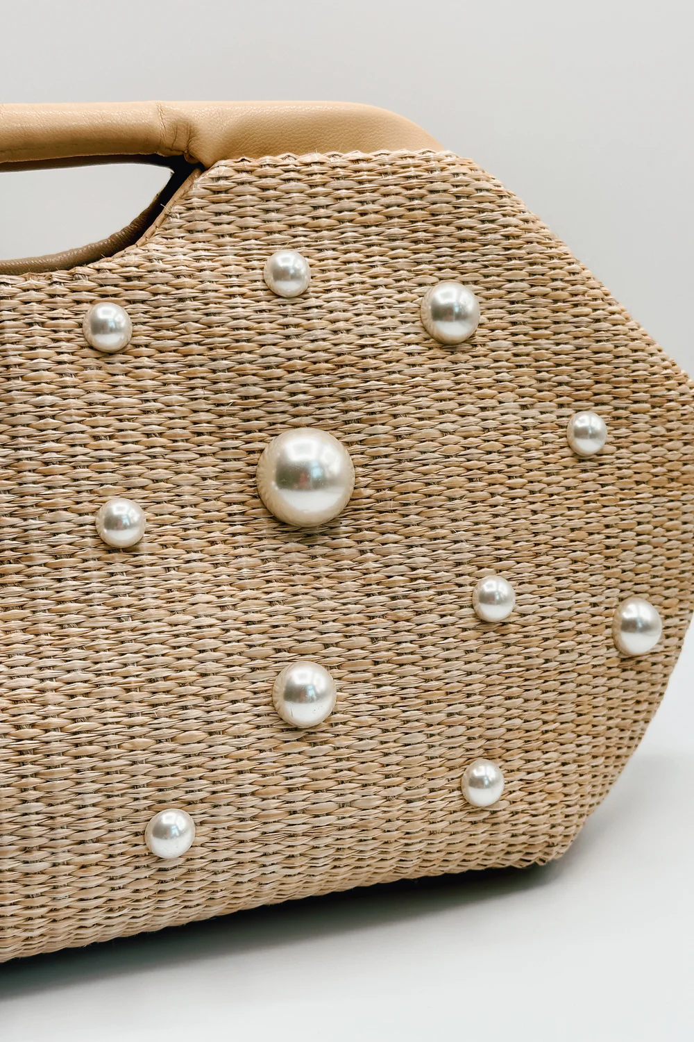 Mallory Pearl & Natural Rattan Clutch - Image 2