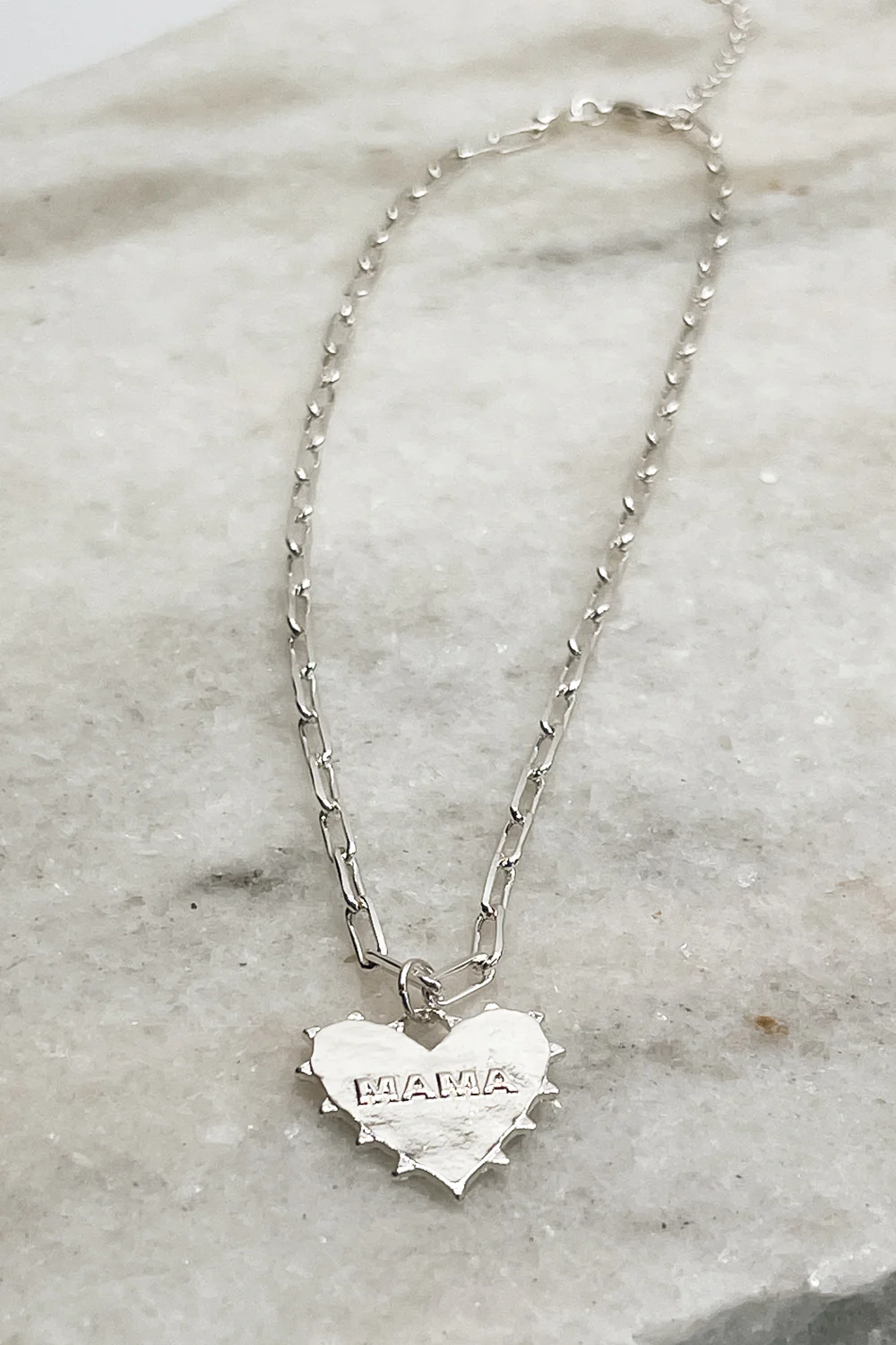 Mama Silver Heart Necklace