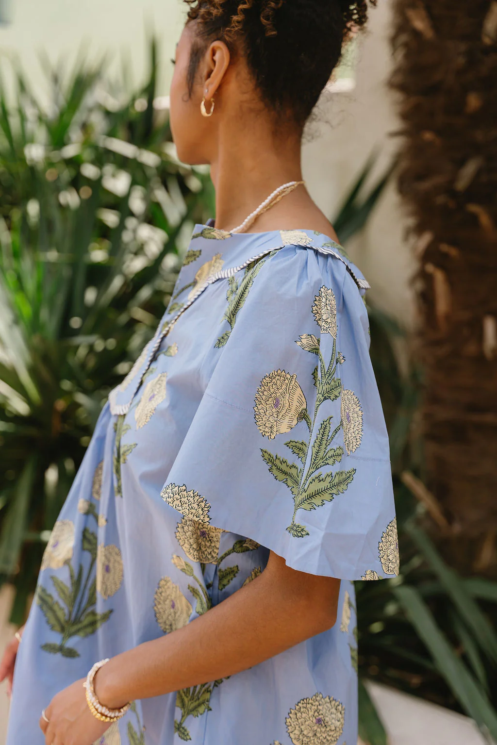 Mara Blue Floral Short Sleeve Mini Dress - Image 6