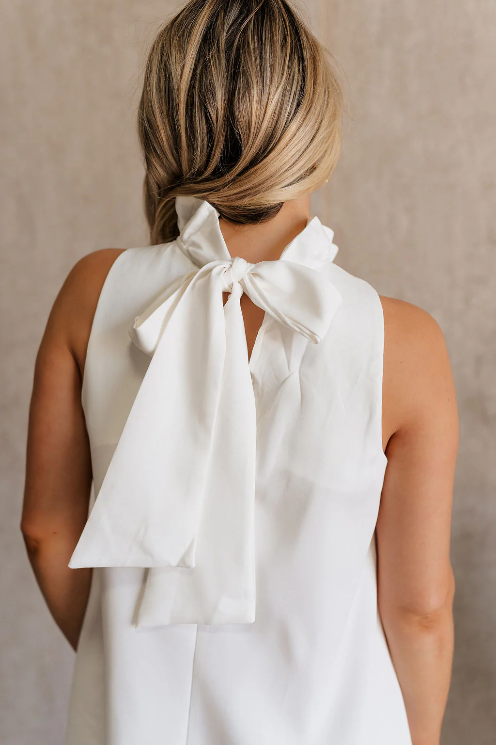 Mara Sleeveless Mock Neck Tie Back Dress - Image 7
