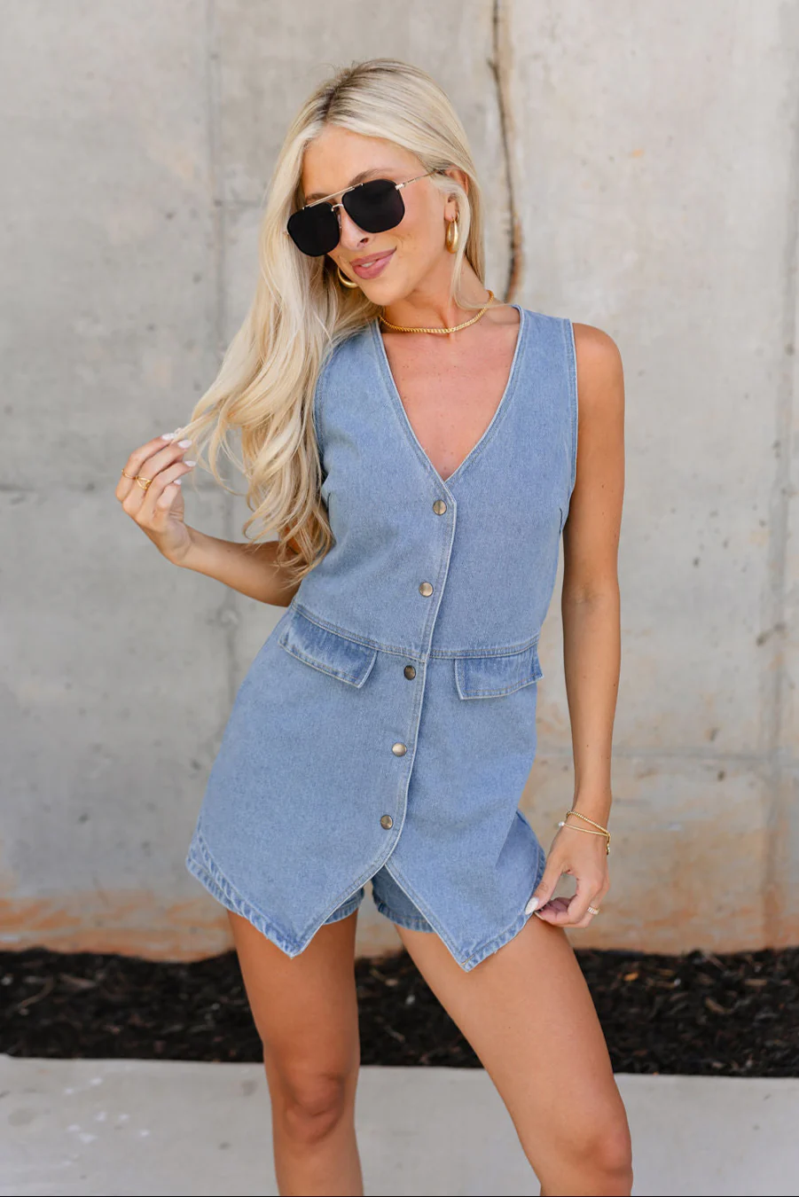 Maren Denim Blue Vest Romper - Image 6