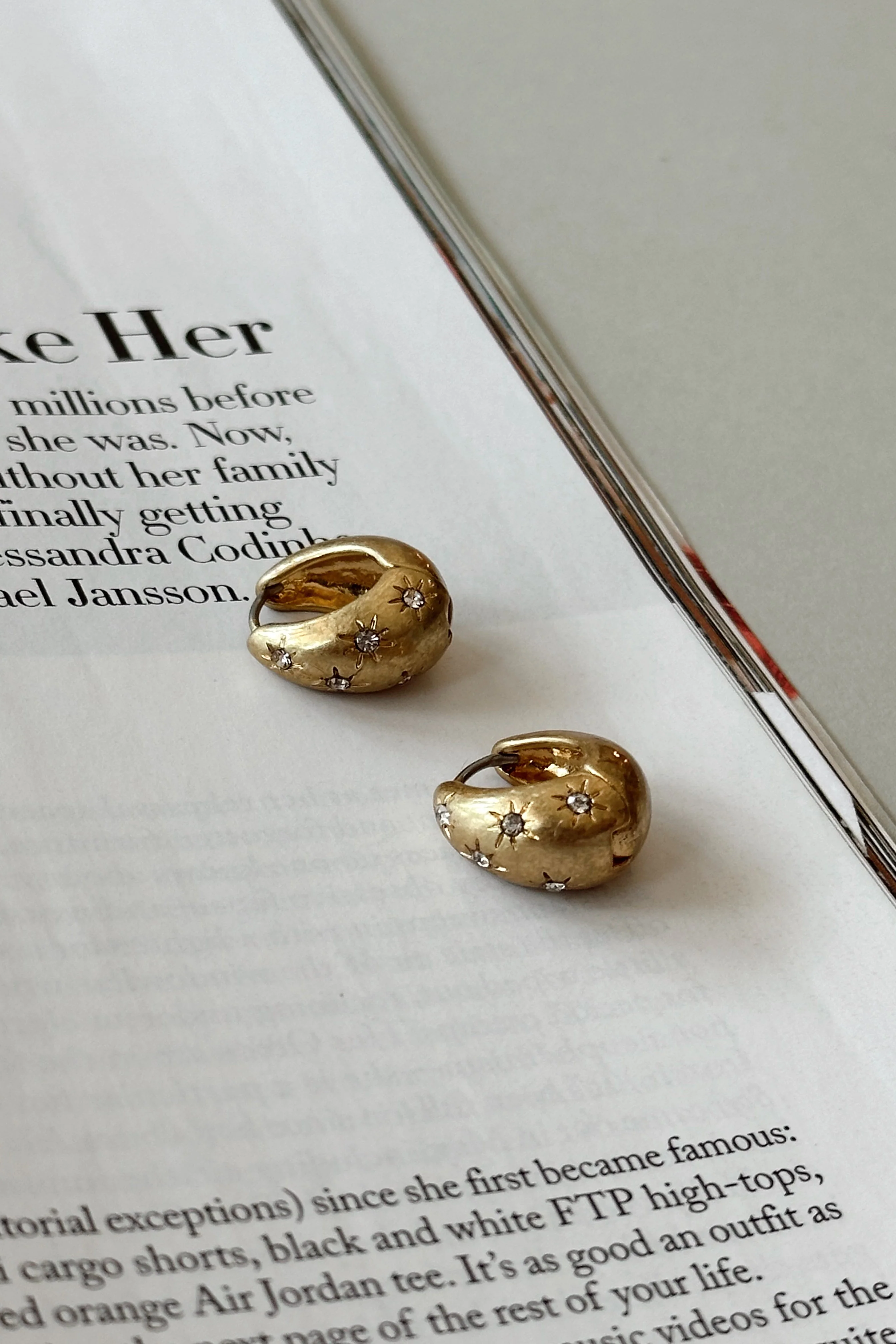 Margaret Gold Starburst Scoop Huggie Earrings