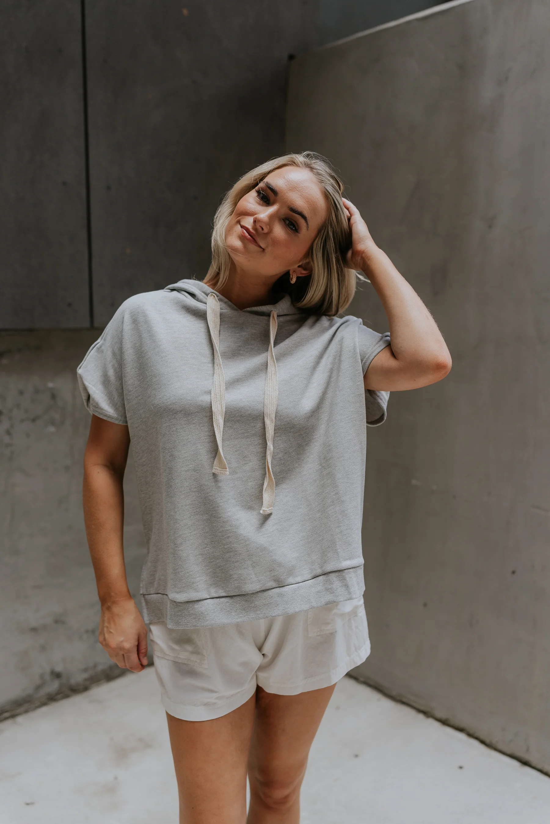 Margaret Grey Short Sleeve Hoodie - Image 5