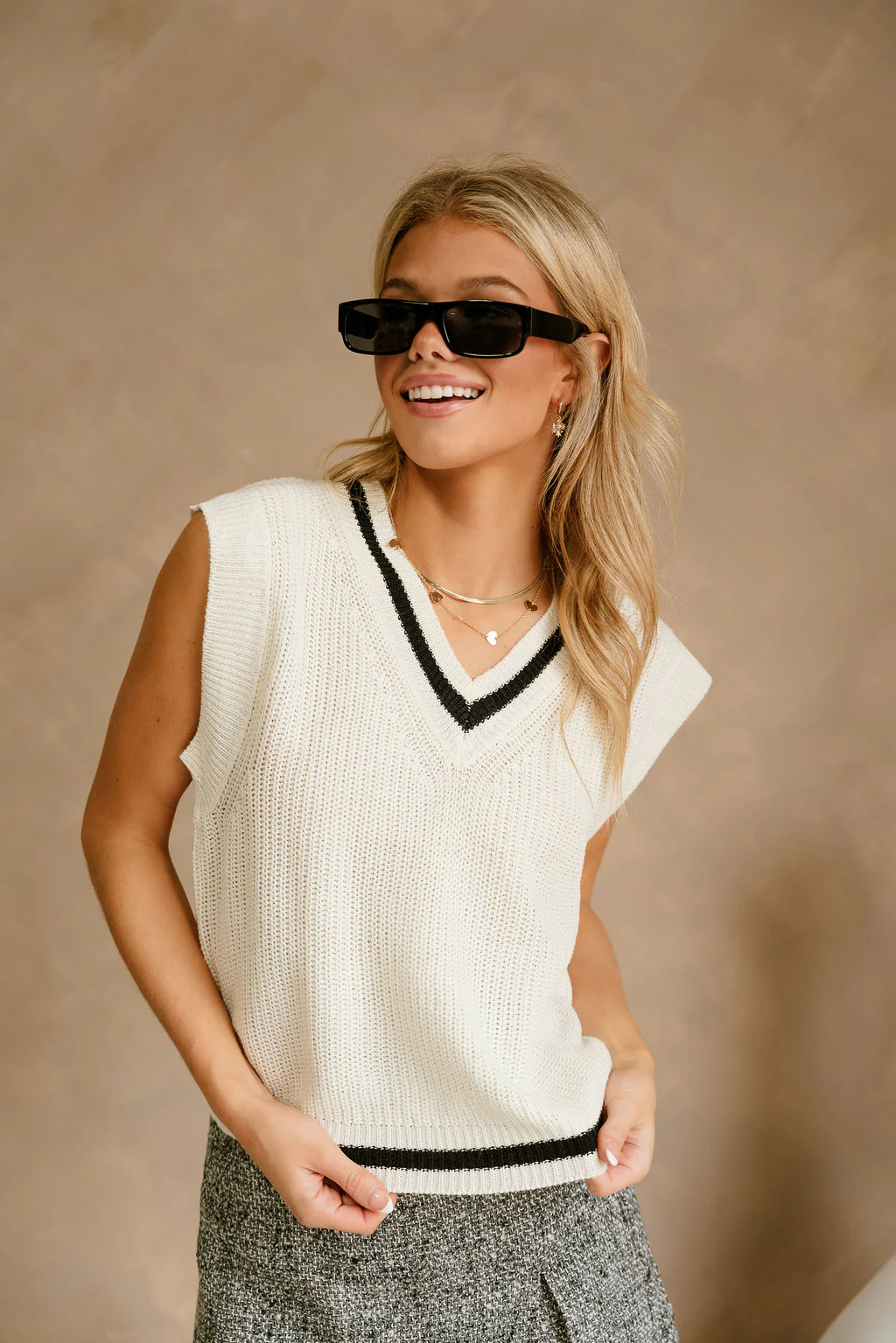 Margaret Ivory & Black Sweater Vest - Image 2