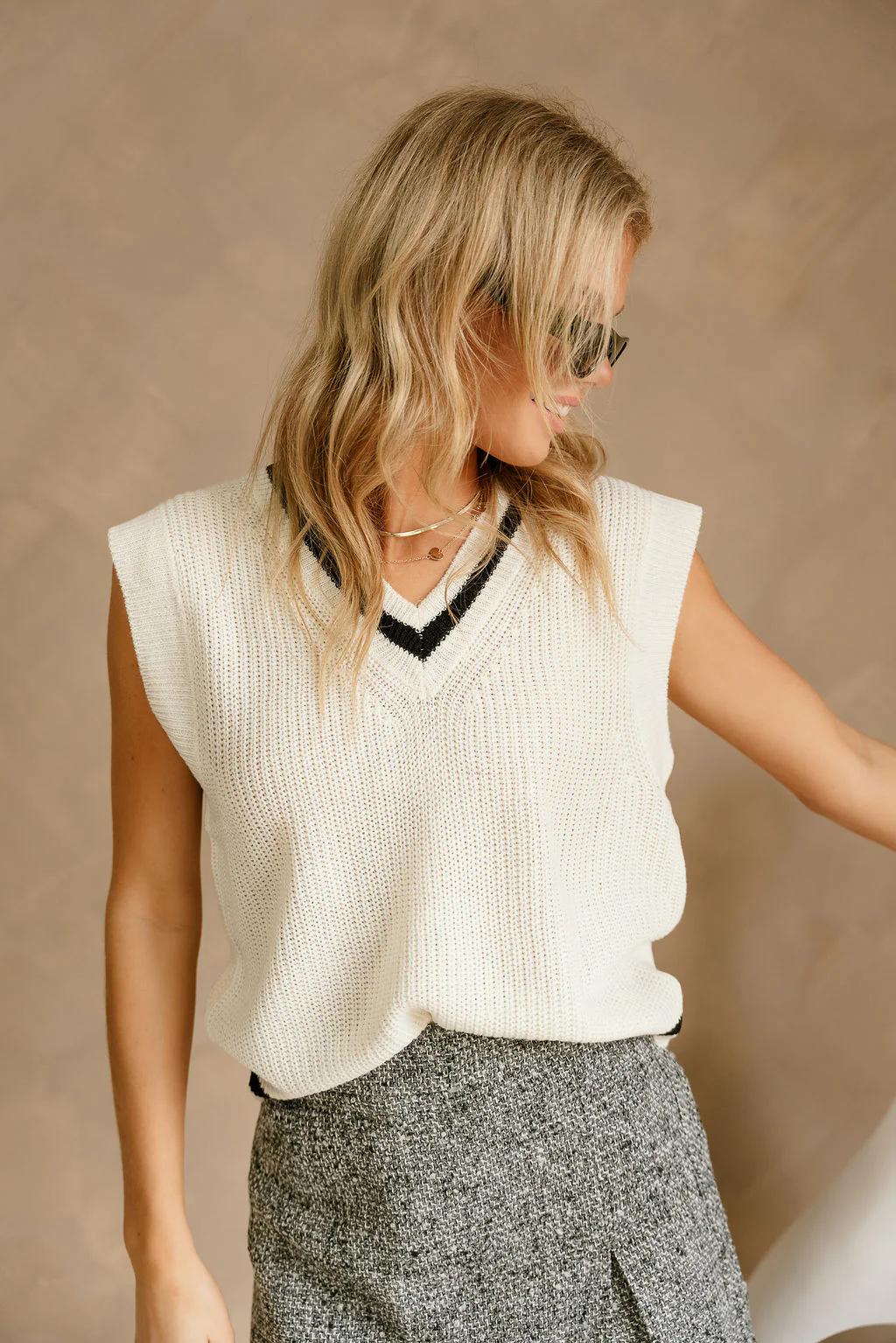 Margaret Ivory & Black Sweater Vest - Image 3