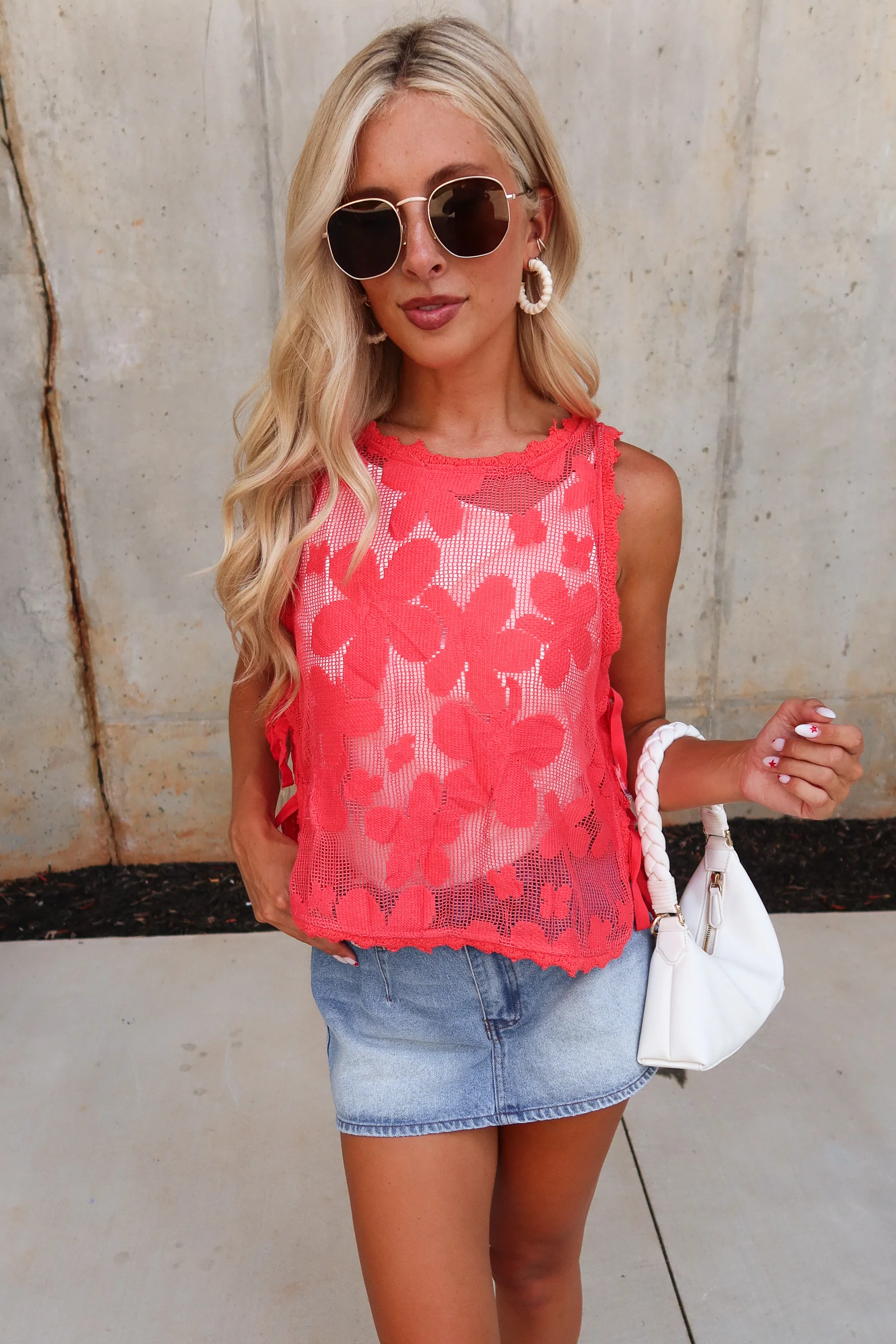 Margot Red Knit Floral Tank - Image 7