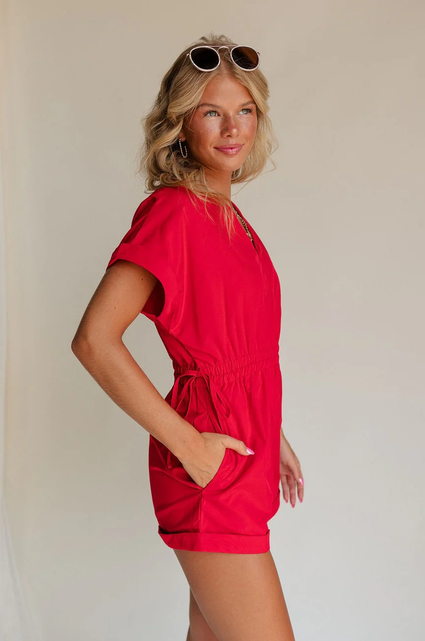 Margot Tie Waist Short Sleeve Romper - Image 11