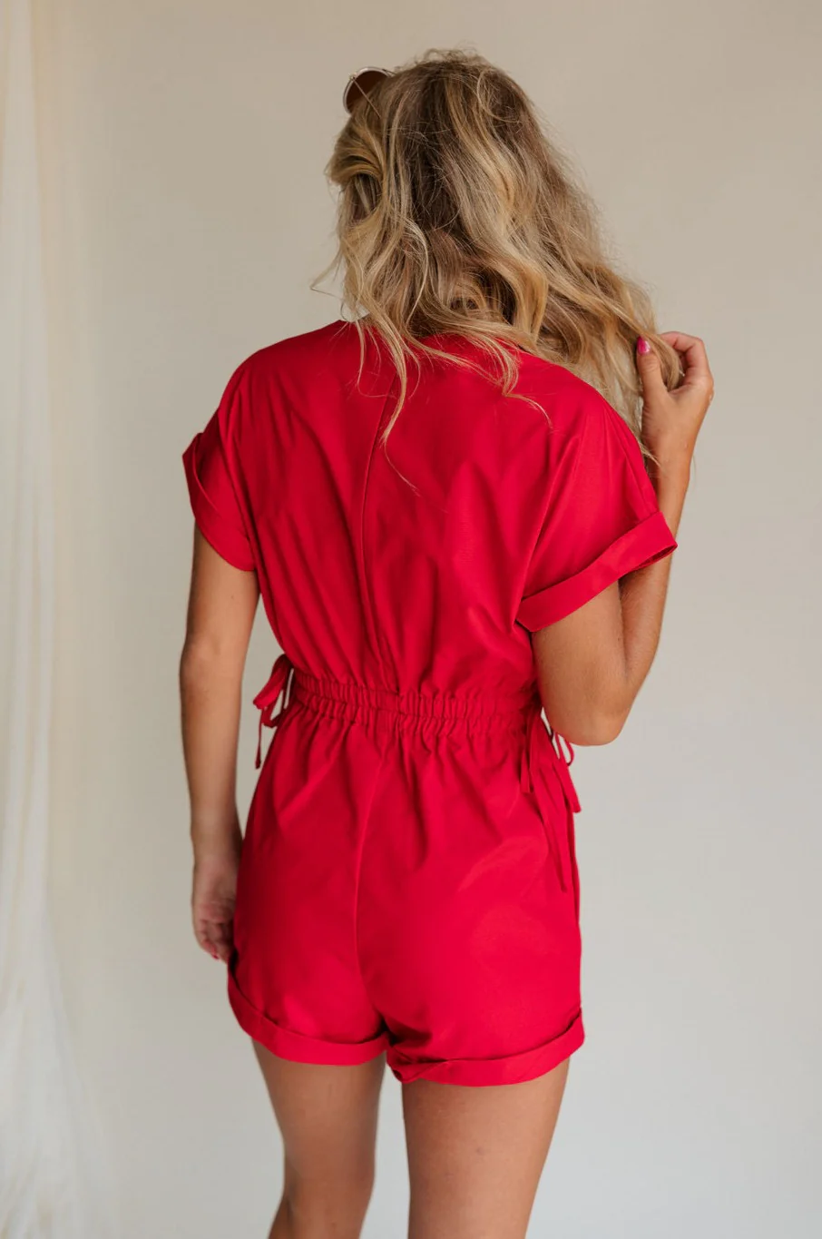 Margot Tie Waist Short Sleeve Romper - Image 12