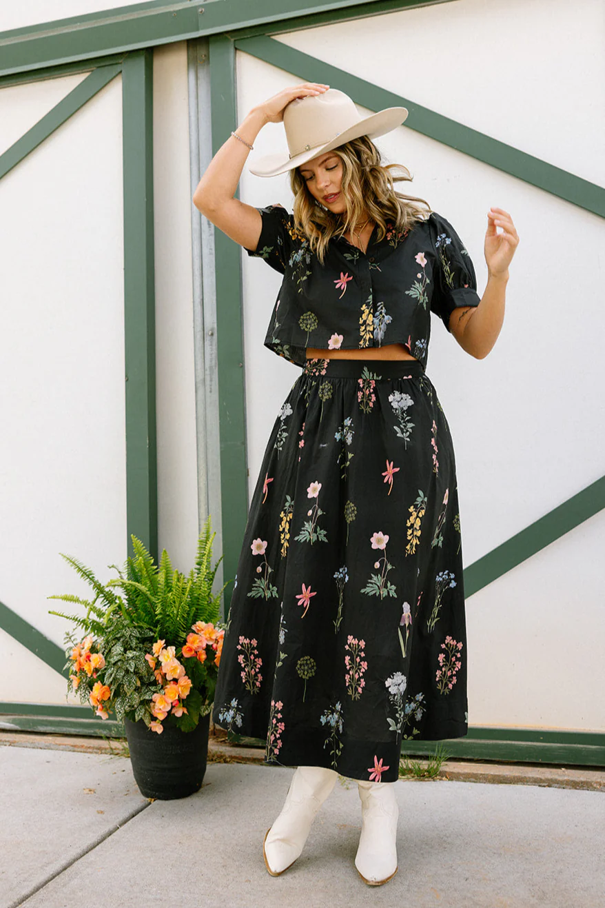 Maria Black Multi Floral Midi Skirt