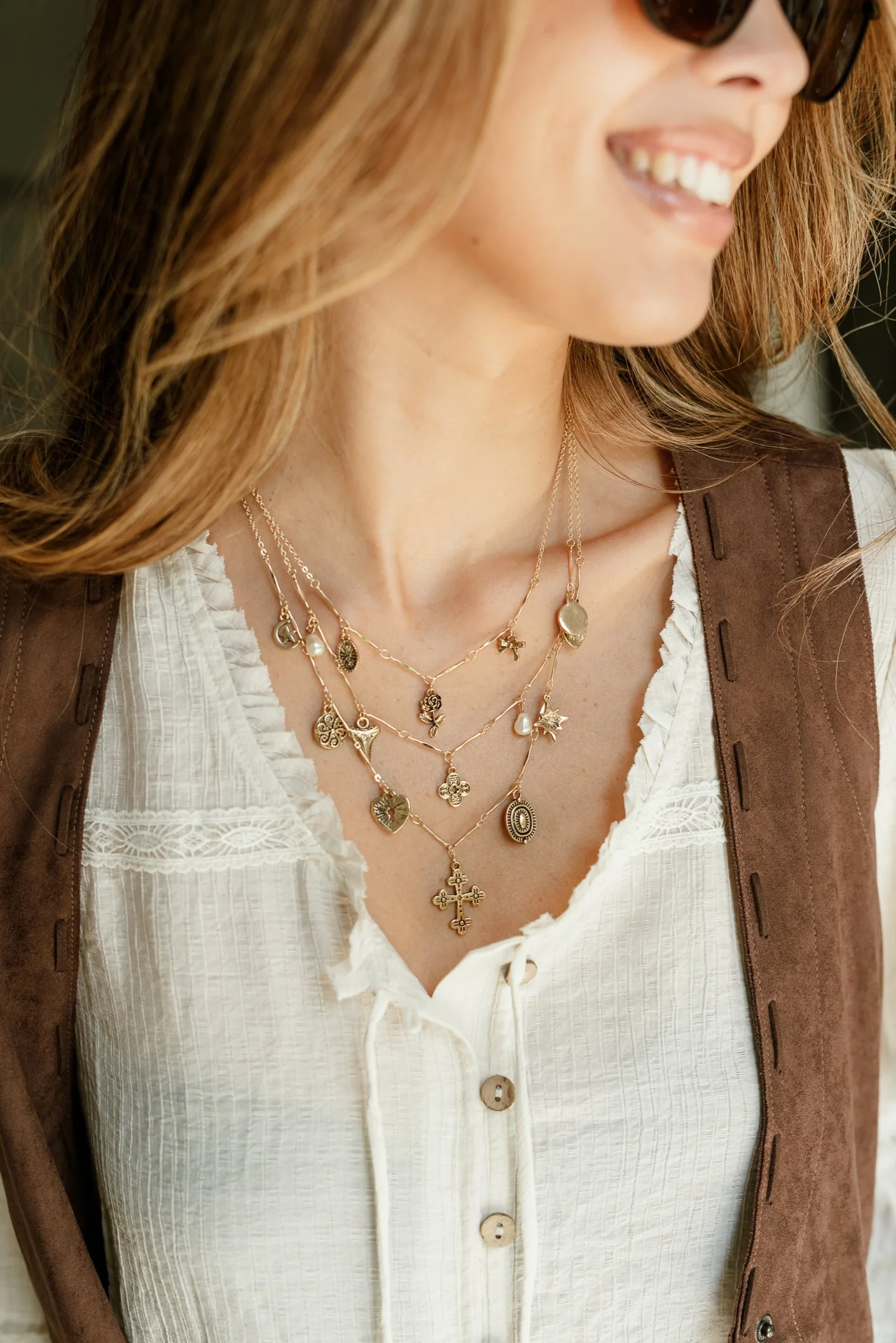 Mariah Gold Layered Medallion Necklace