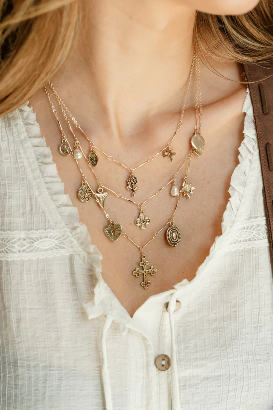 Mariah Gold Layered Medallion Necklace - Image 2