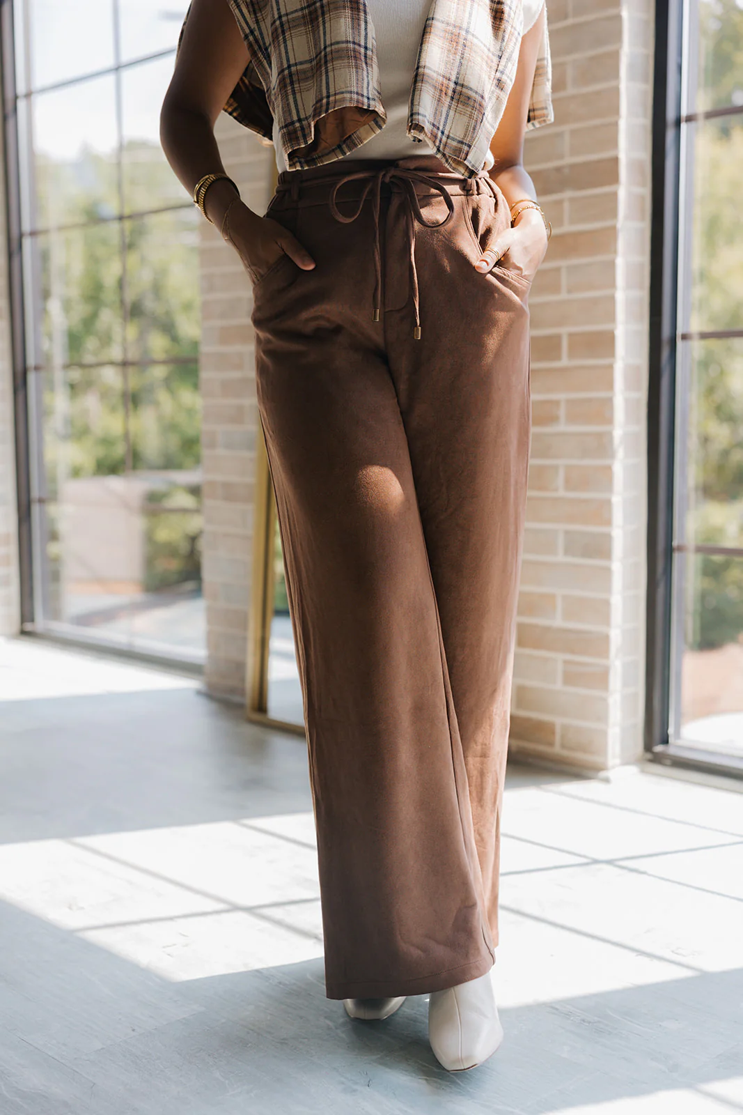 Marie Brown Suede Wide Leg Pants - Image 5