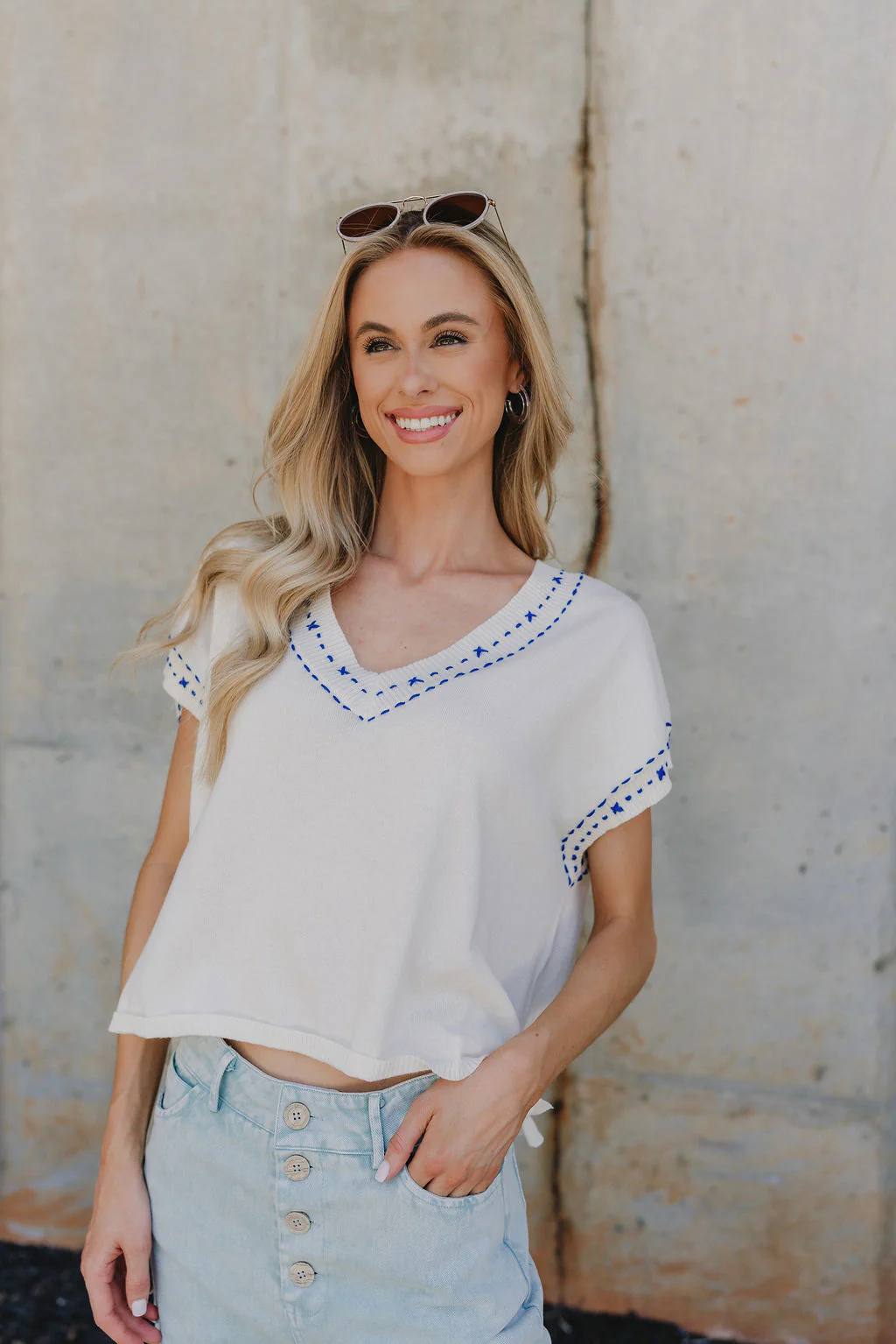Marina Cream Short Sleeve Top - Image 4