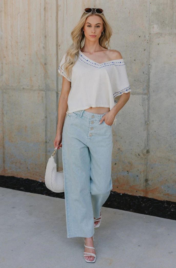 Marina Cream Short Sleeve Top - Image 5