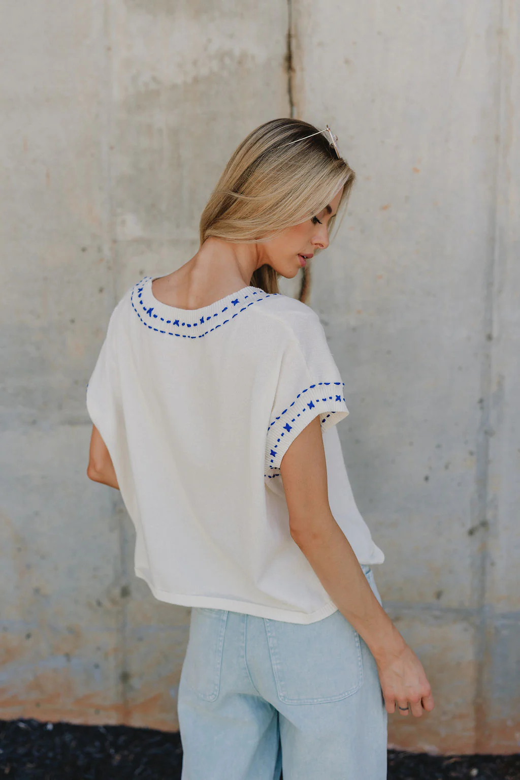 Marina Cream Short Sleeve Top - Image 6