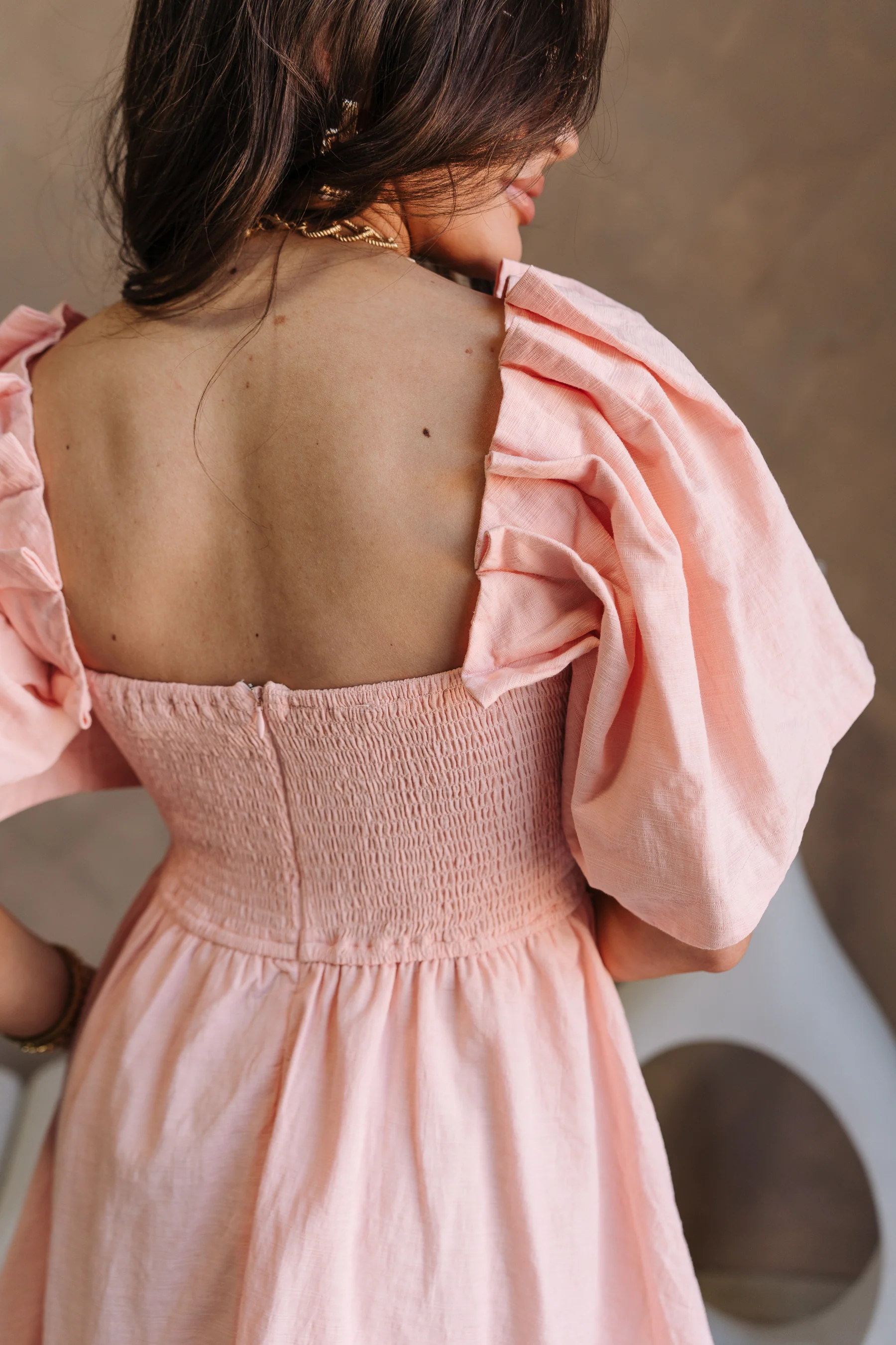 Marissa Peach Short Sleeve Mini Dress - Image 8