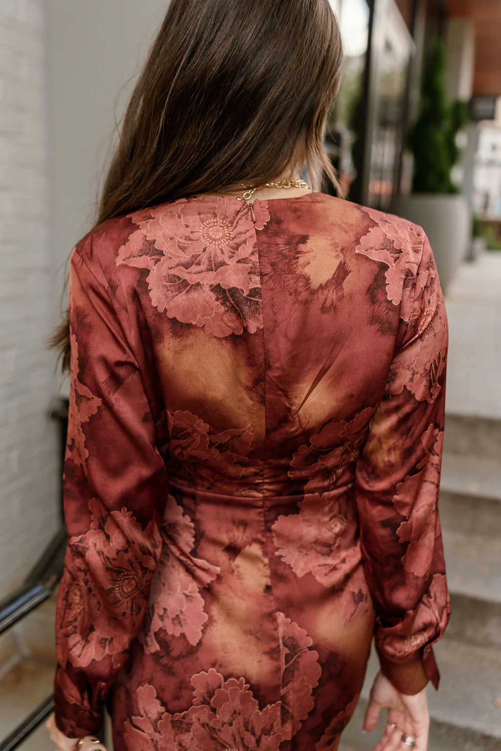 Marissa Rust Satin Floral Mini Dress - Image 10