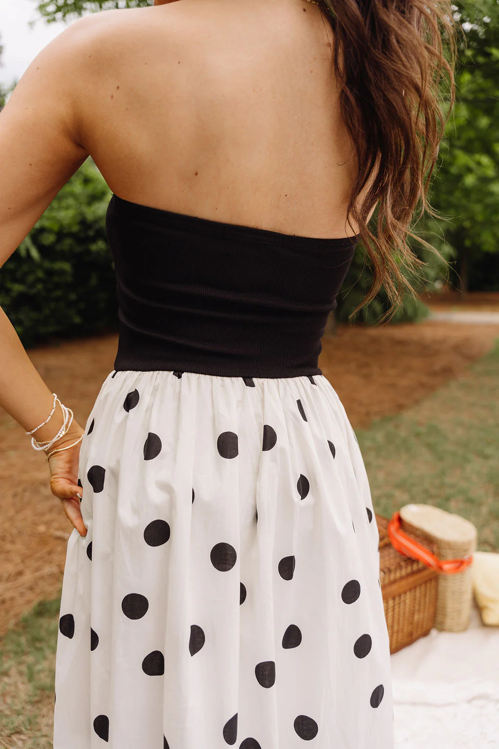 Marlene Black & Cream Polka Dot Midi Dress - Image 10
