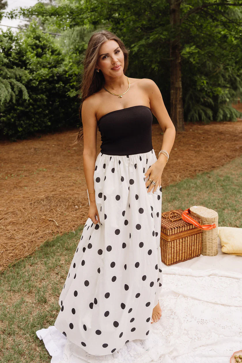 Marlene Black & Cream Polka Dot Midi Dress - Image 2