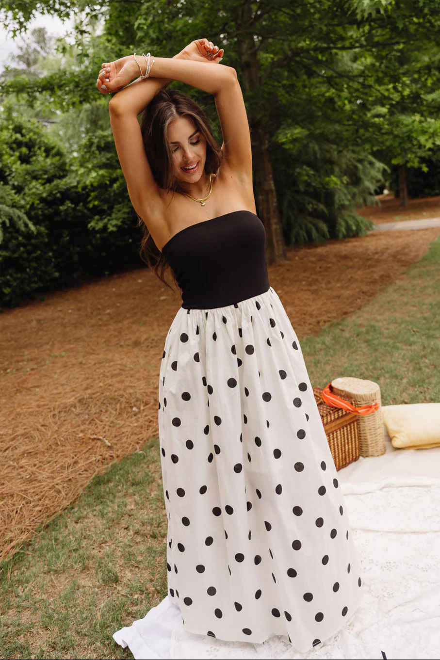 Marlene Black & Cream Polka Dot Midi Dress - Image 3
