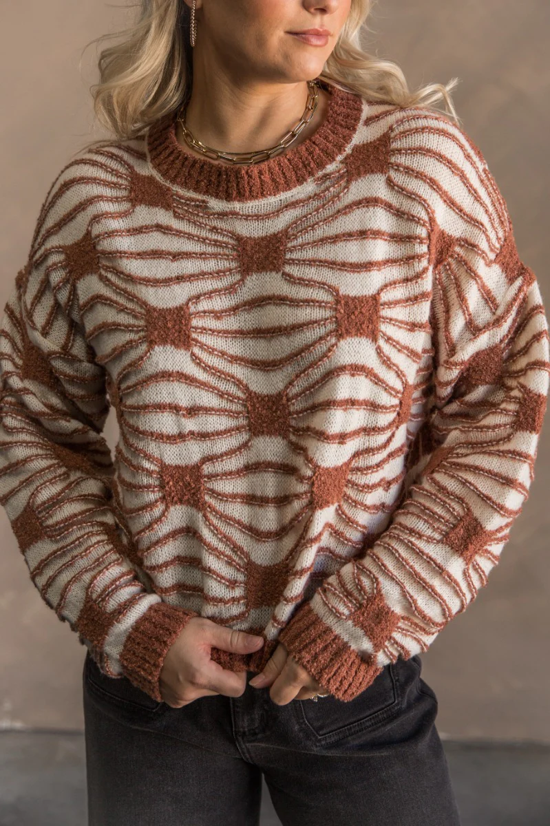 Marley Brown & Cream Patterned Sweater - Image 3