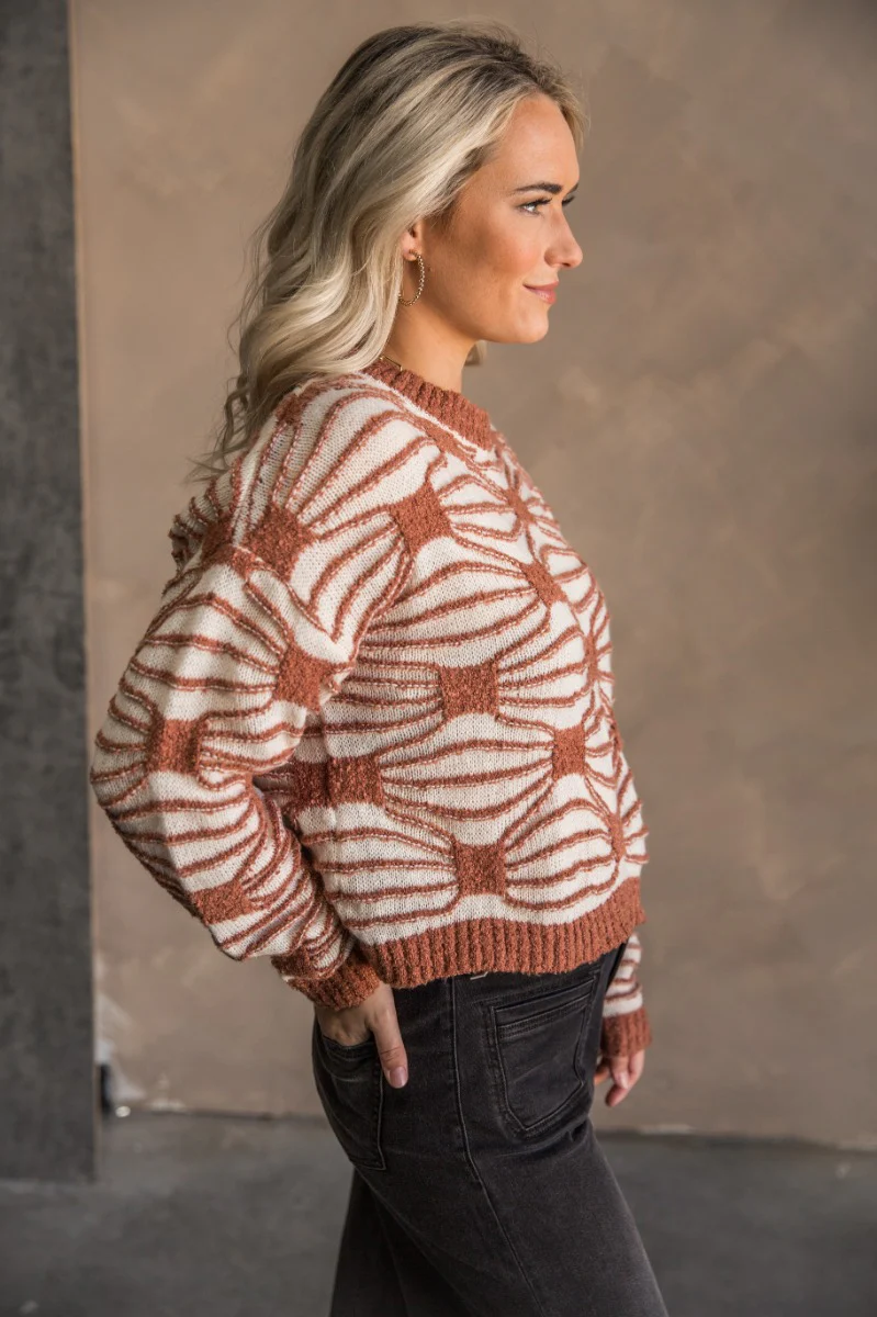 Marley Brown & Cream Patterned Sweater - Image 4