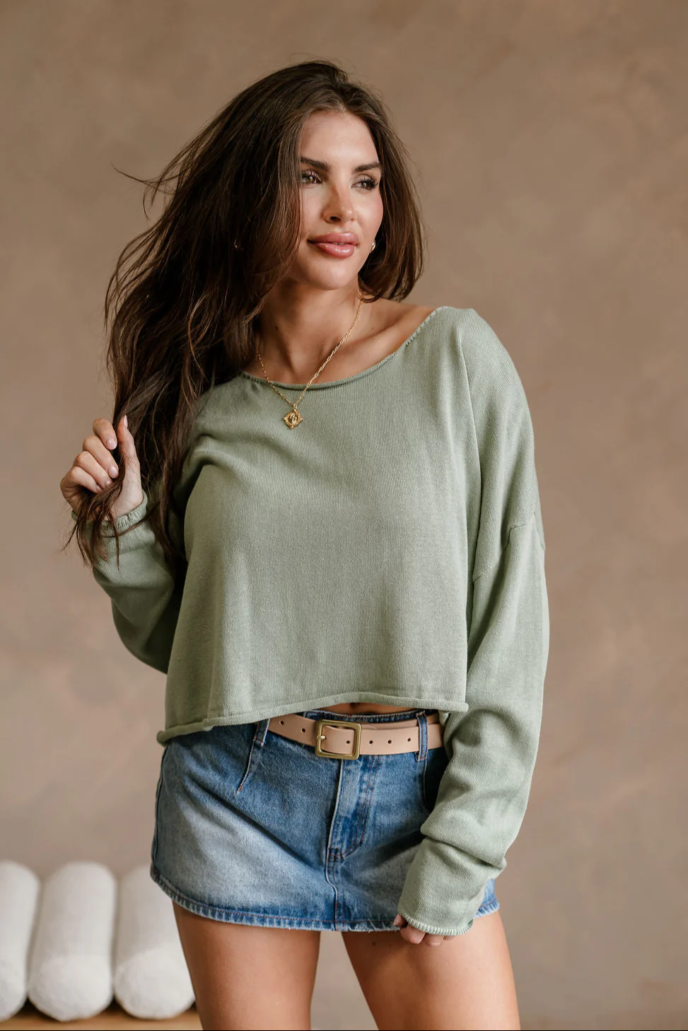 Marley Sage Green Long Sleeve Sweater