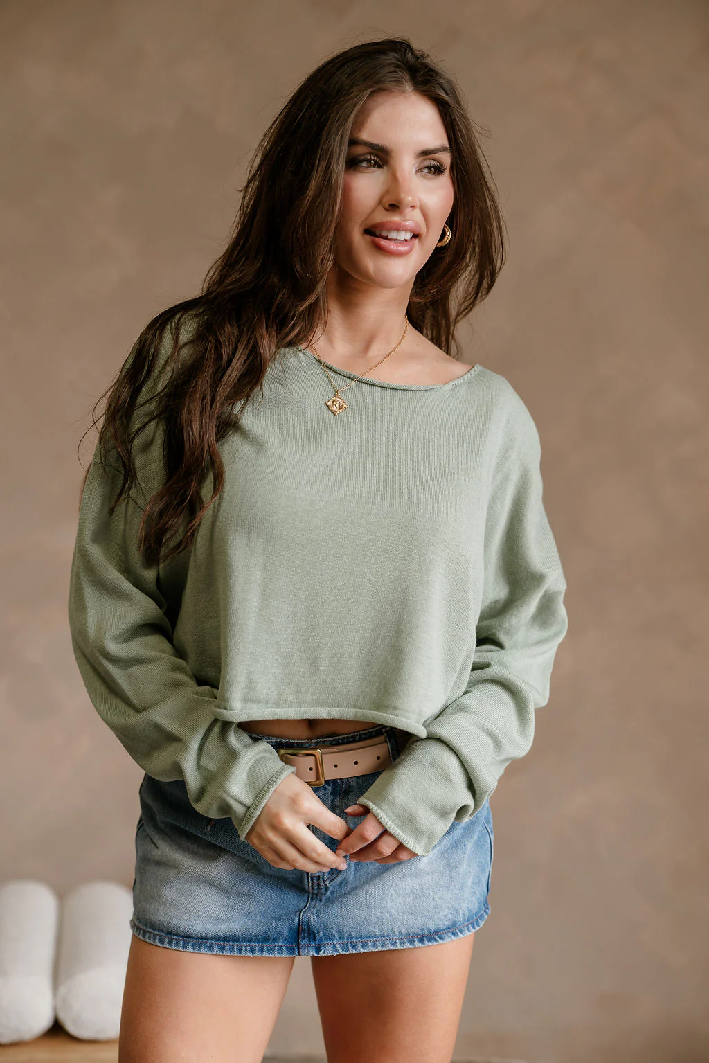 Marley Sage Green Long Sleeve Sweater - Image 2
