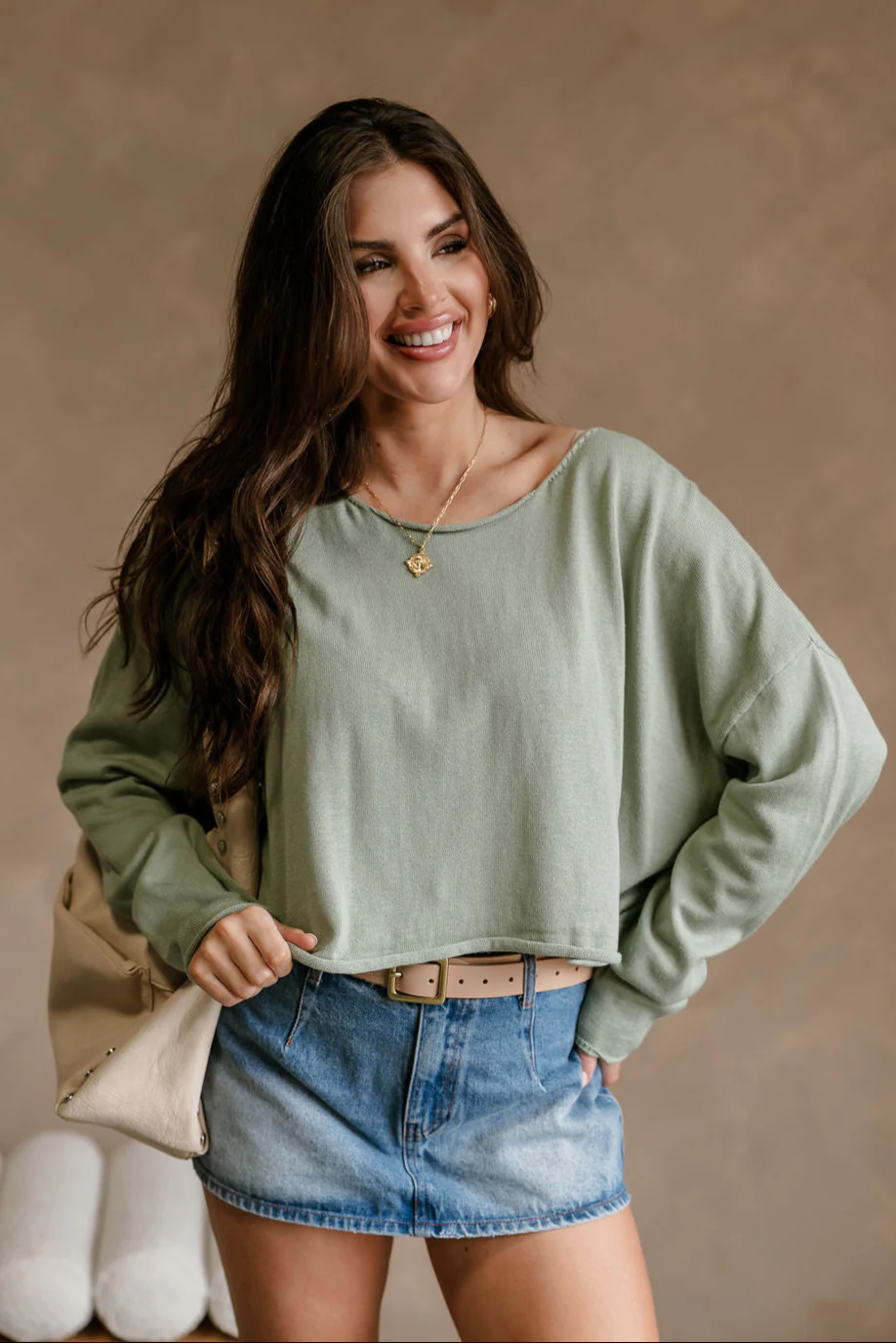 Marley Sage Green Long Sleeve Sweater - Image 4
