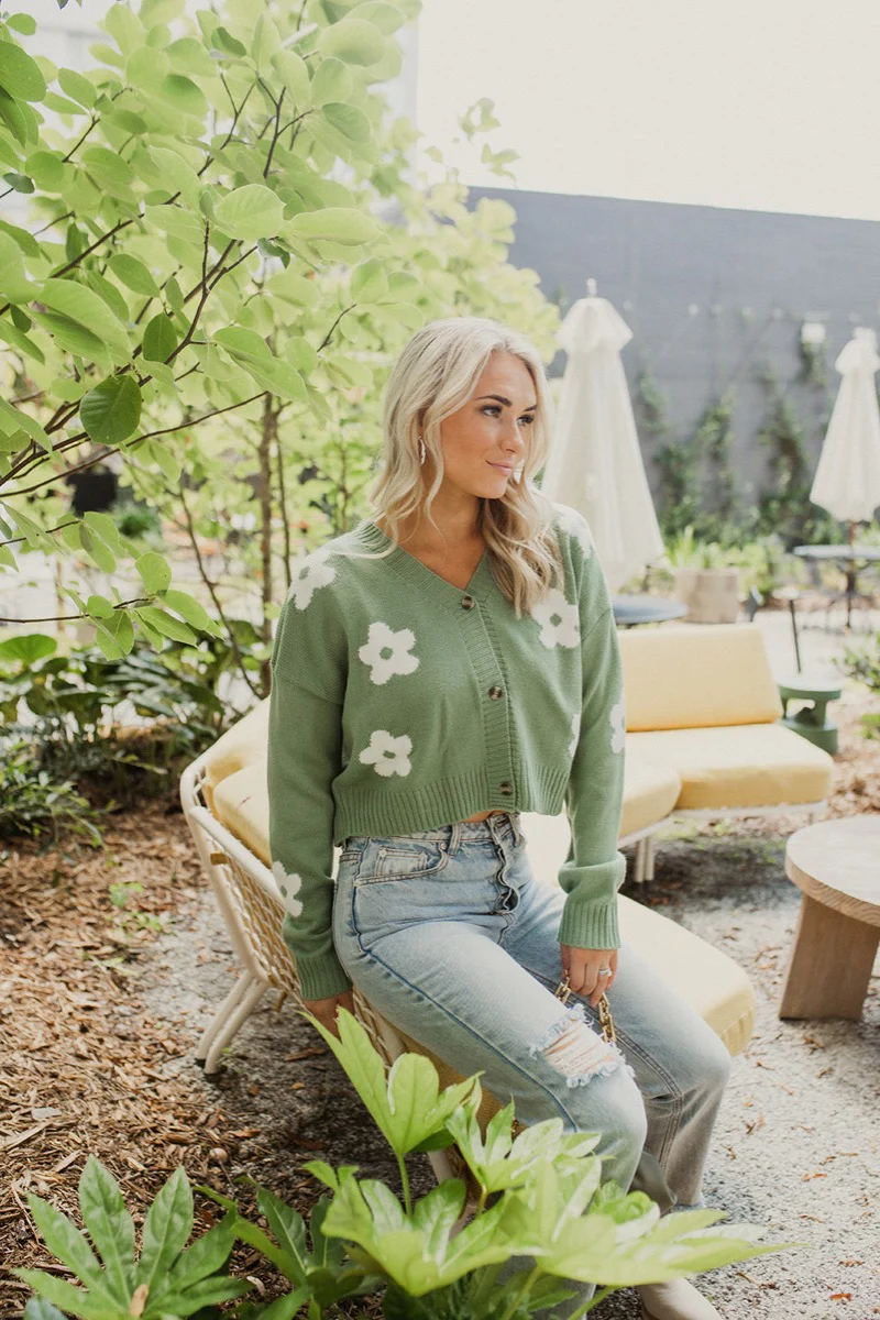 Matcha Daisy Cardigan - Image 2