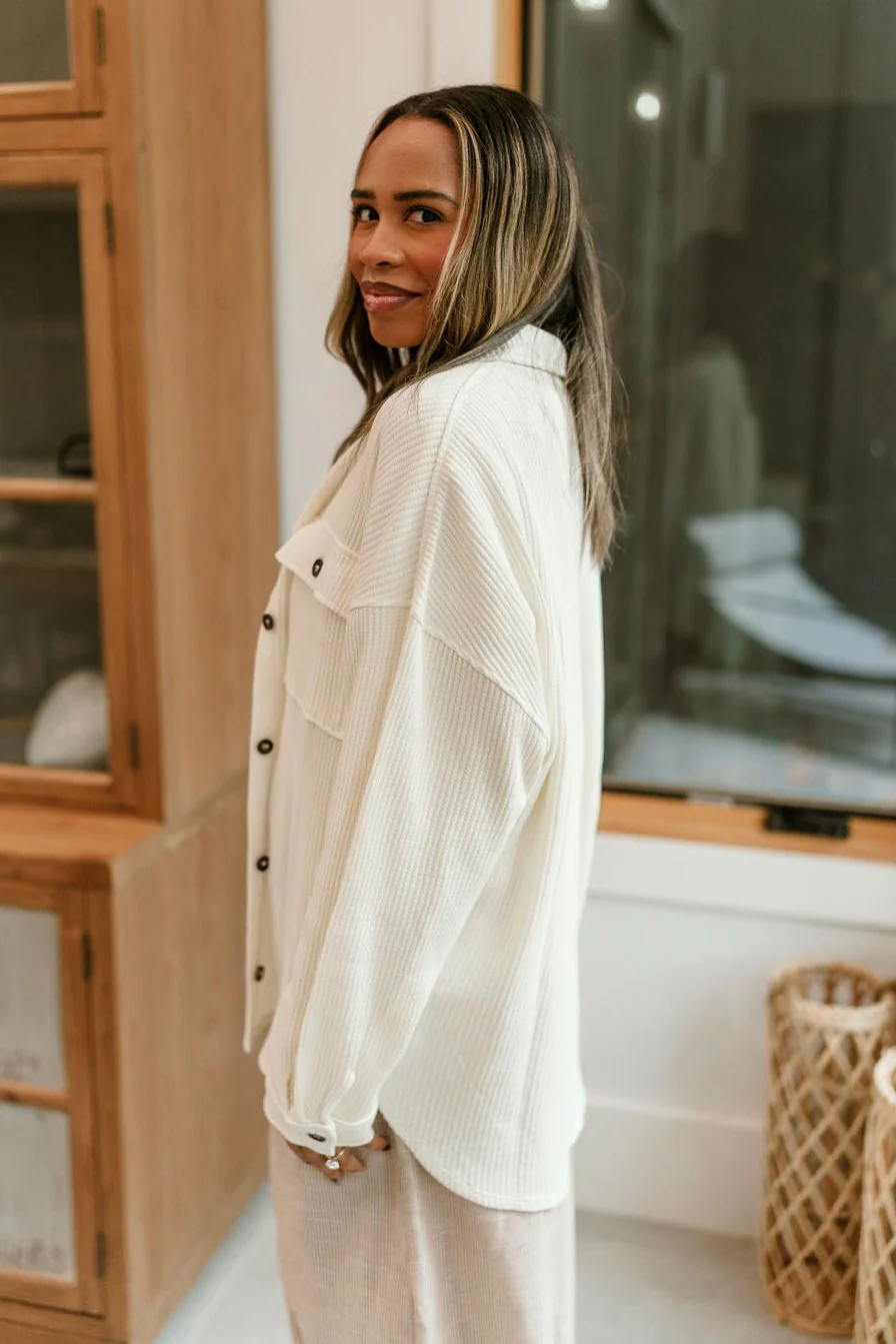 Mckenzie Cream Thermal Button-Up Top - Image 7