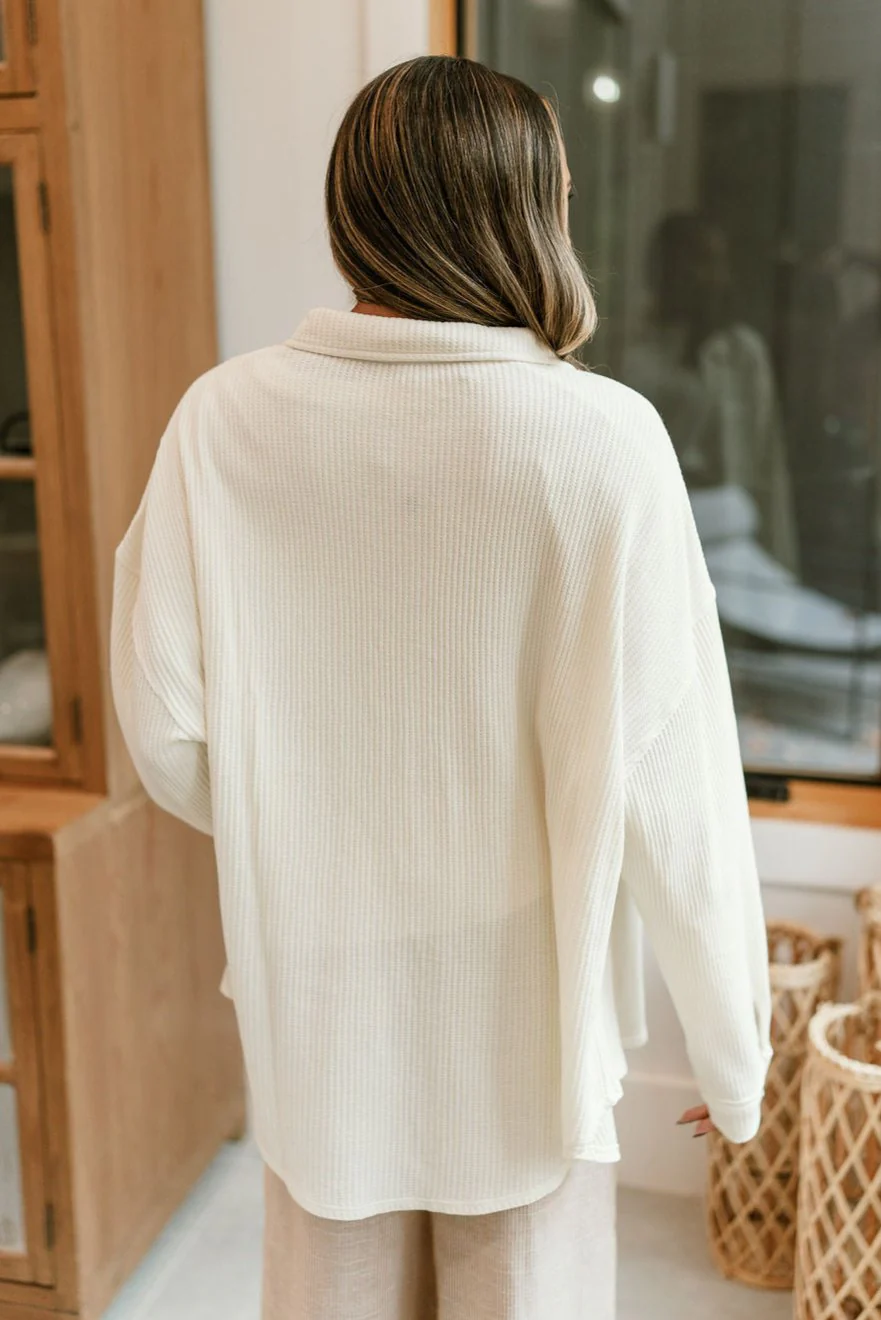Mckenzie Cream Thermal Button-Up Top - Image 9